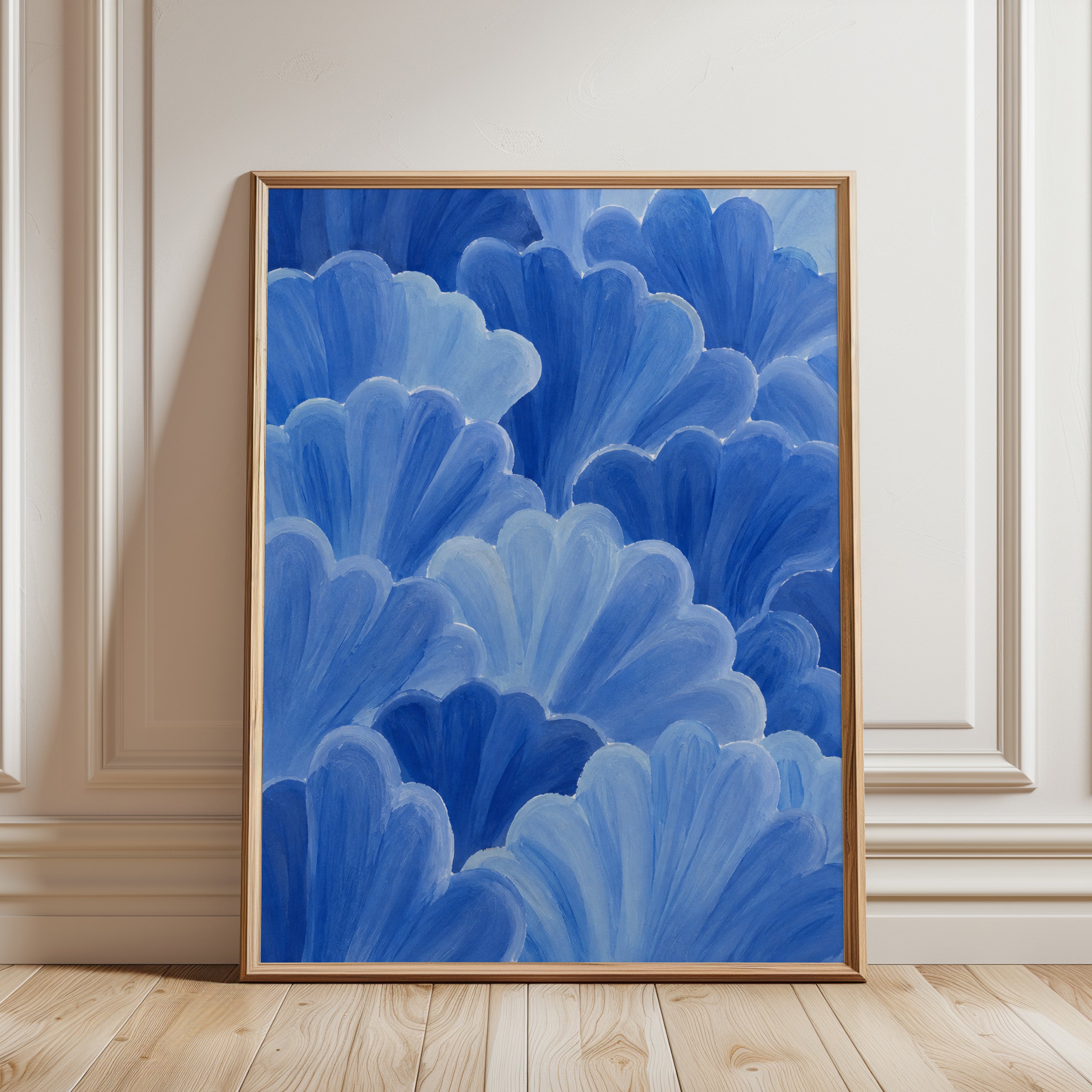 Blue Cloud Wall Art – Abstract Sky Print - framed detail