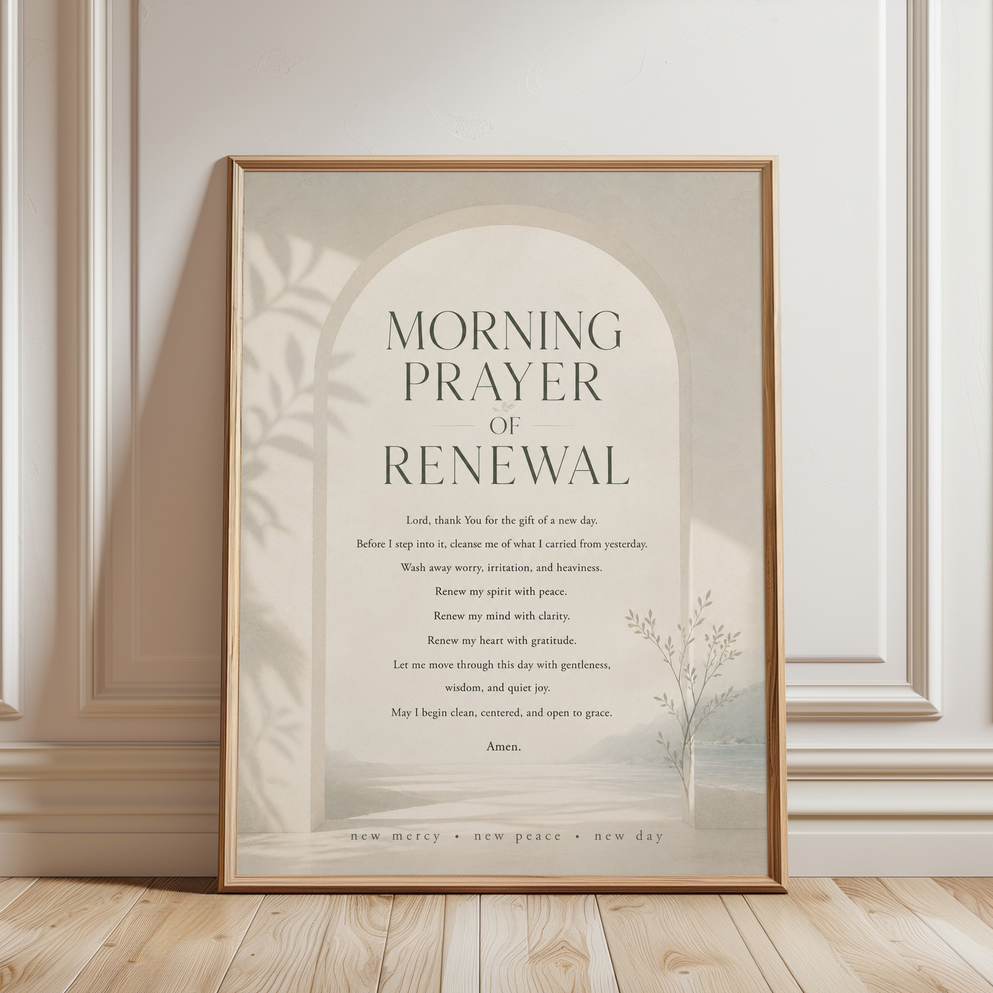 Morning Prayer Wall Art – Spiritual Bedroom Decor - framed detail