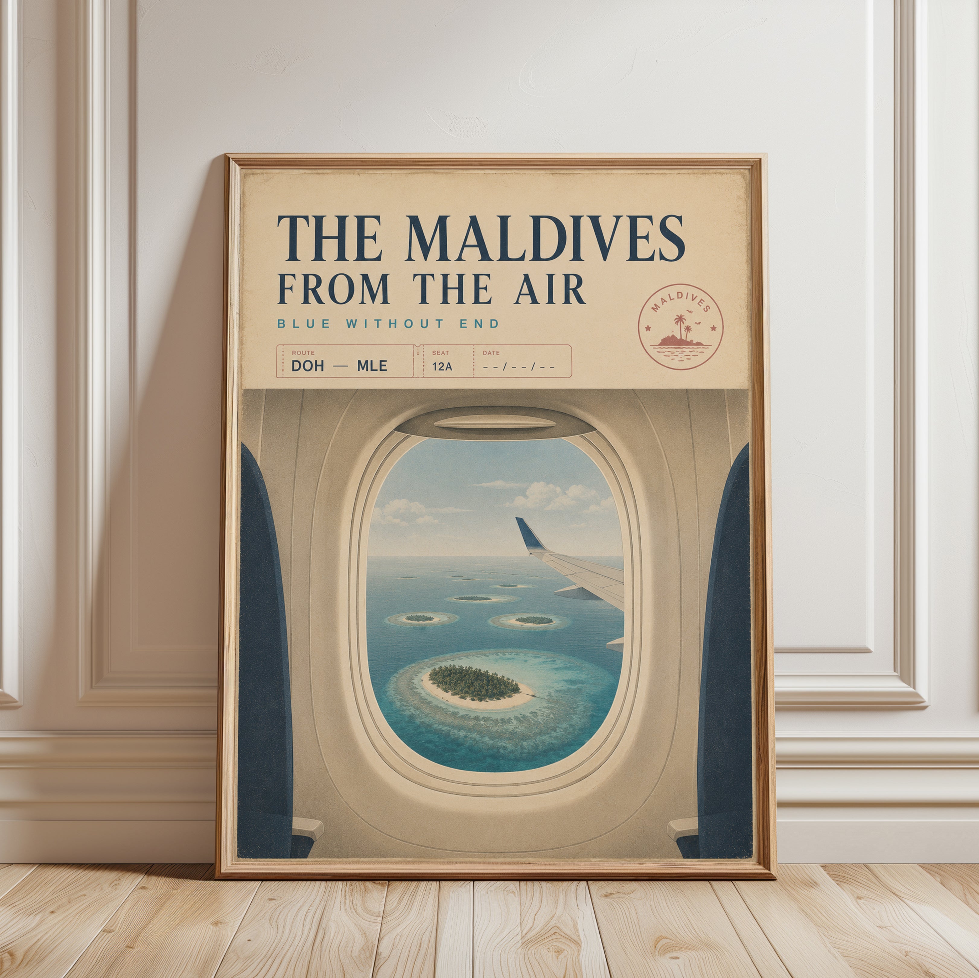 Maldives Travel Poster - framed detail