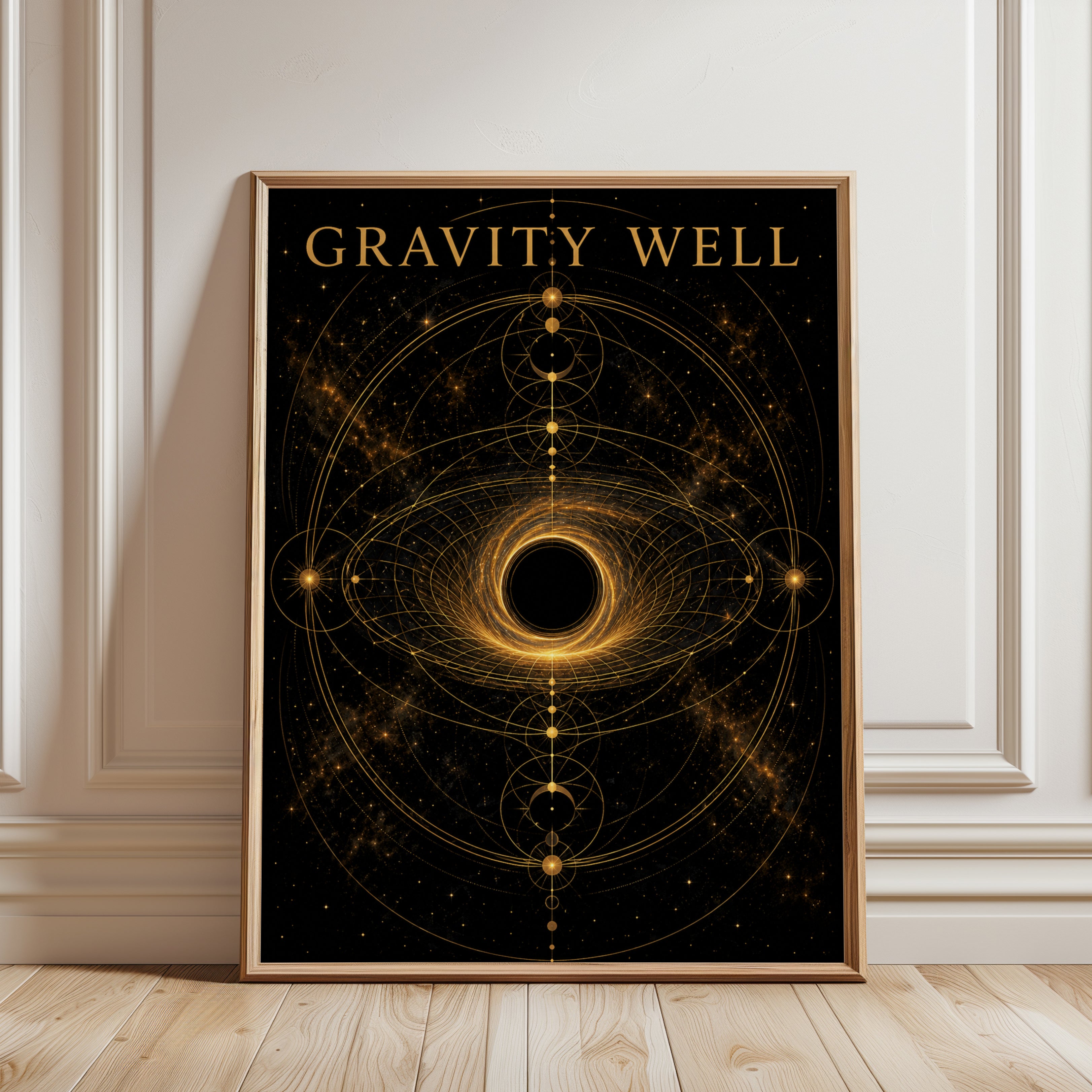 Celestial Wall Art – Gravity Well Space Print - framed detail