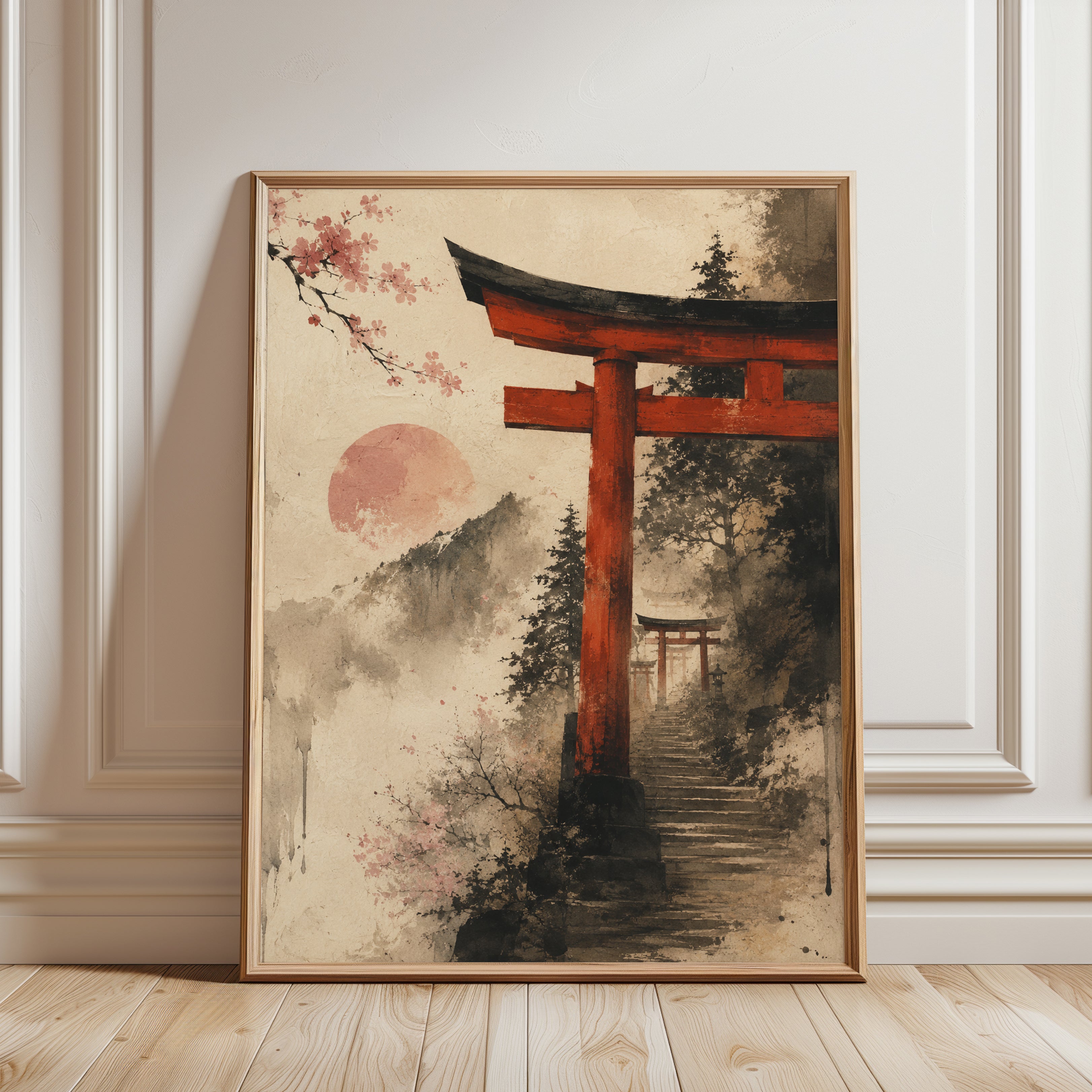 Japanese Torii Gate Print - framed detail