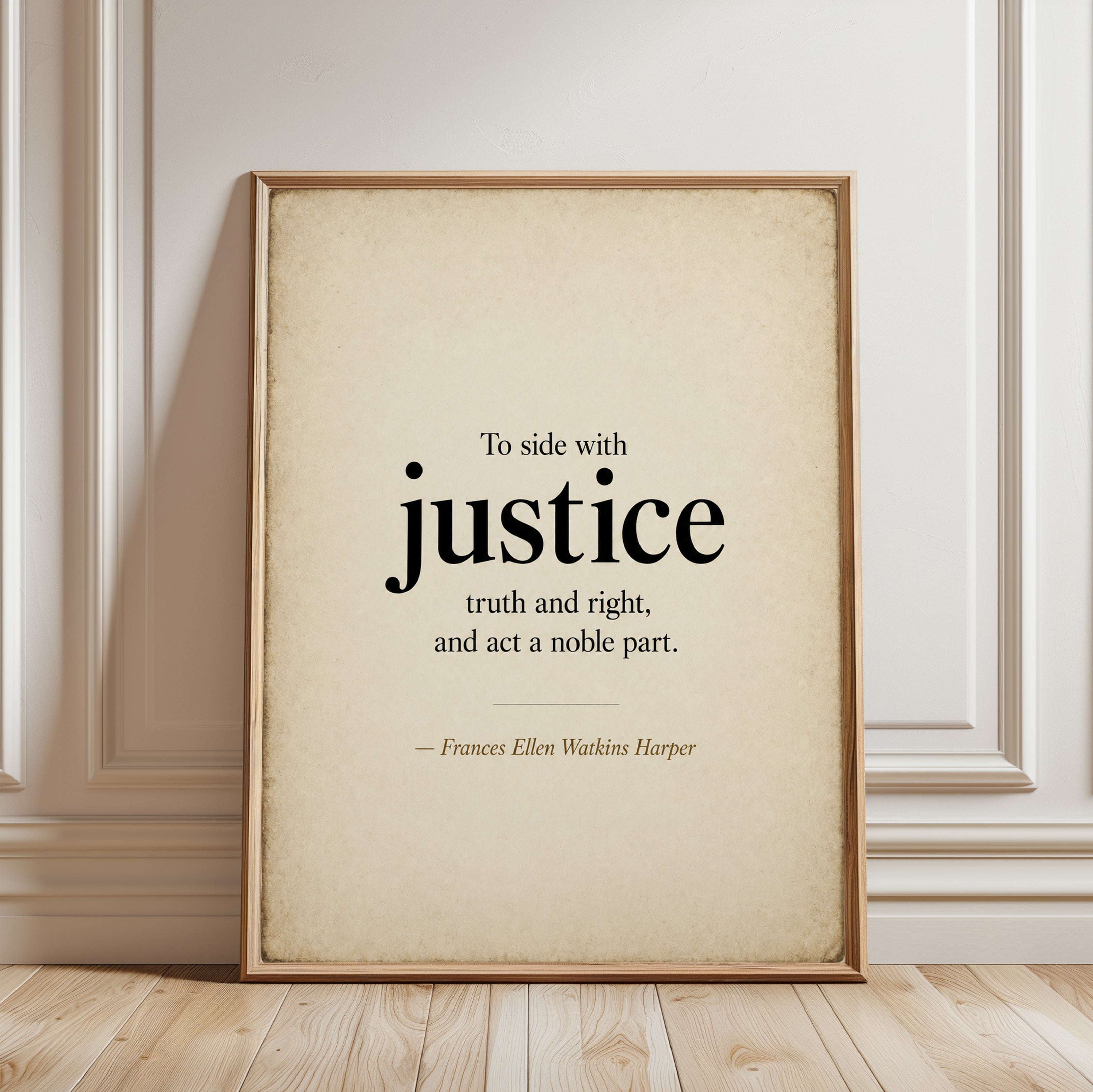 Justice Quote Print – Motivational Wall Art - framed detail
