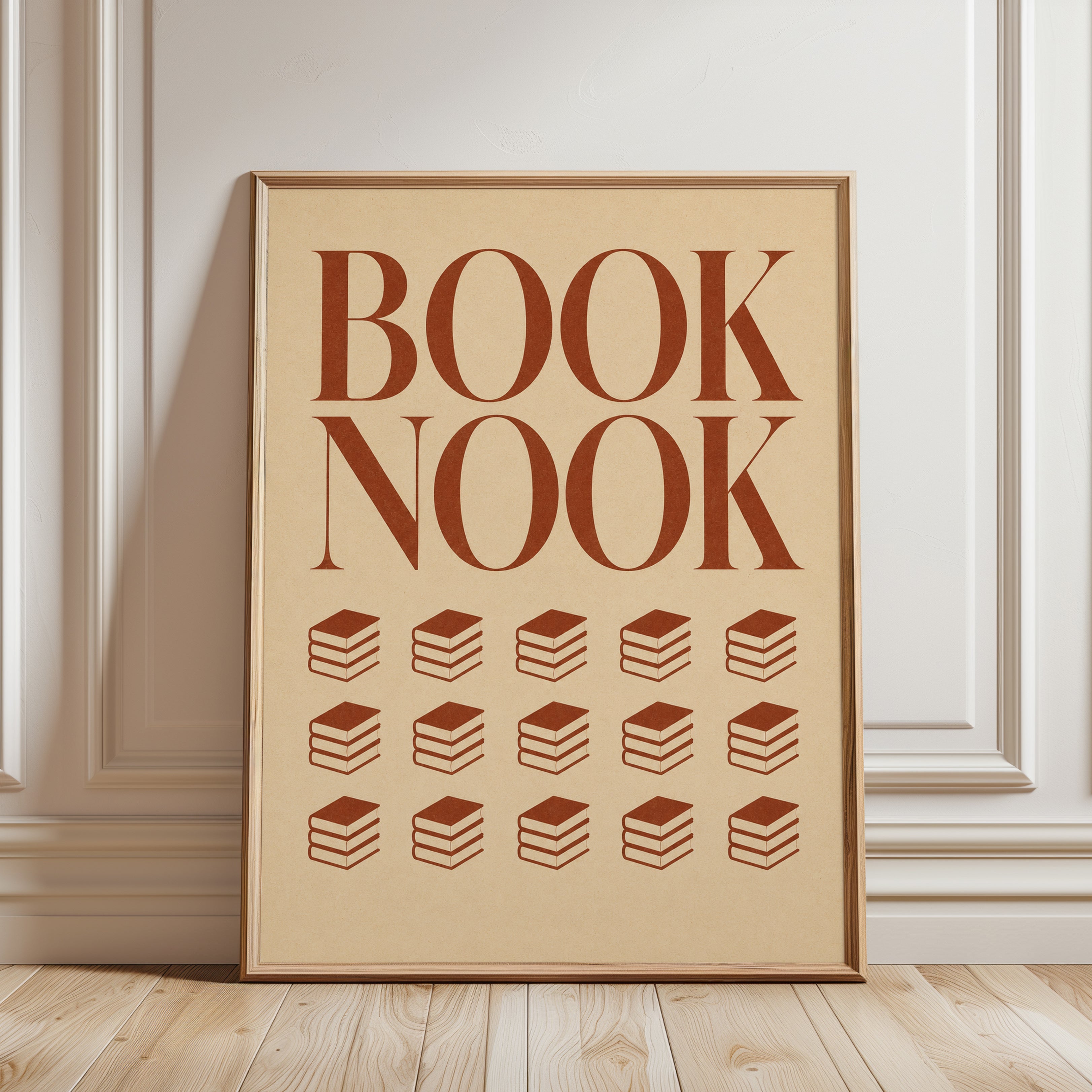 Retro Book Nook Print - framed detail