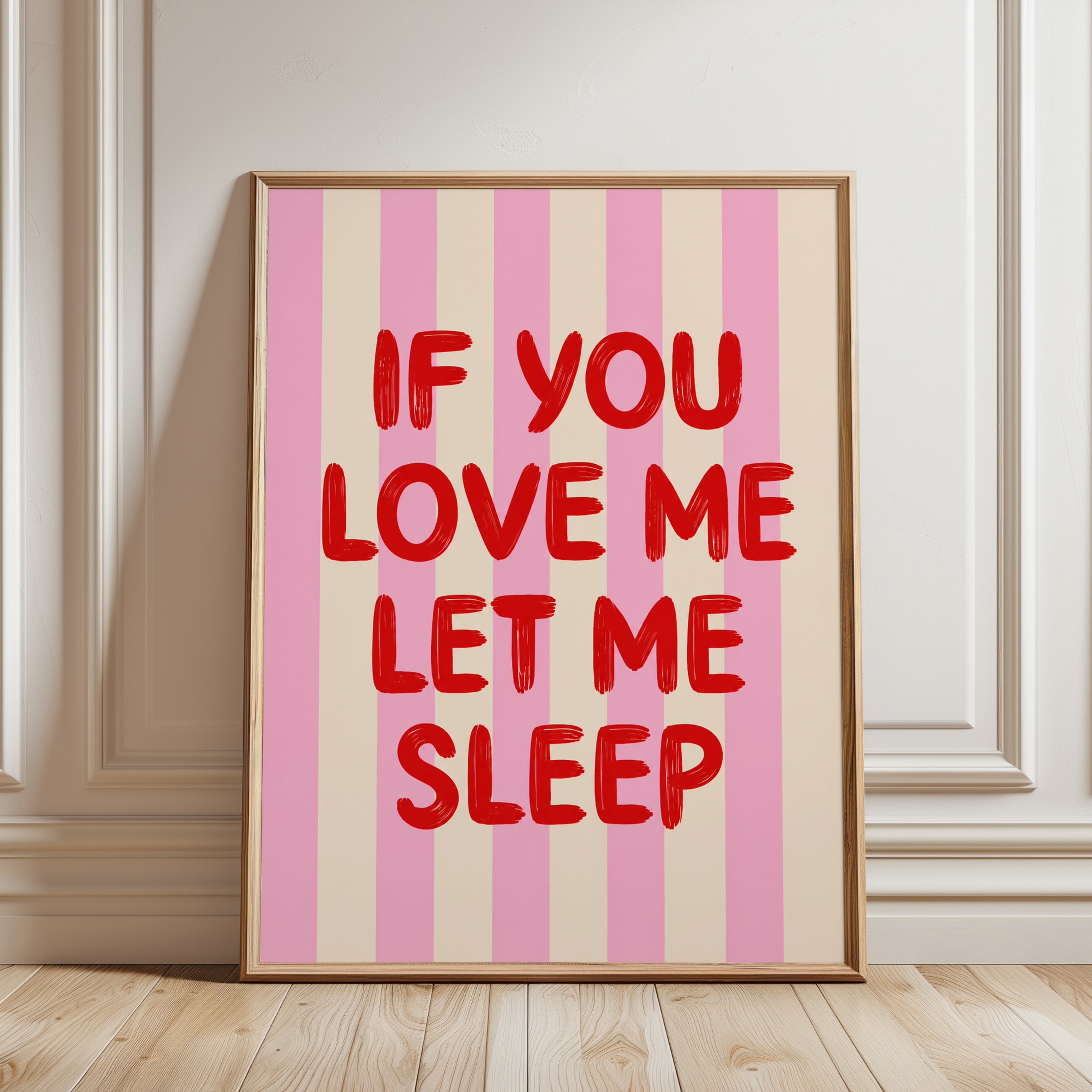 Typography Wall Art: Funny Sleep Quote - framed detail