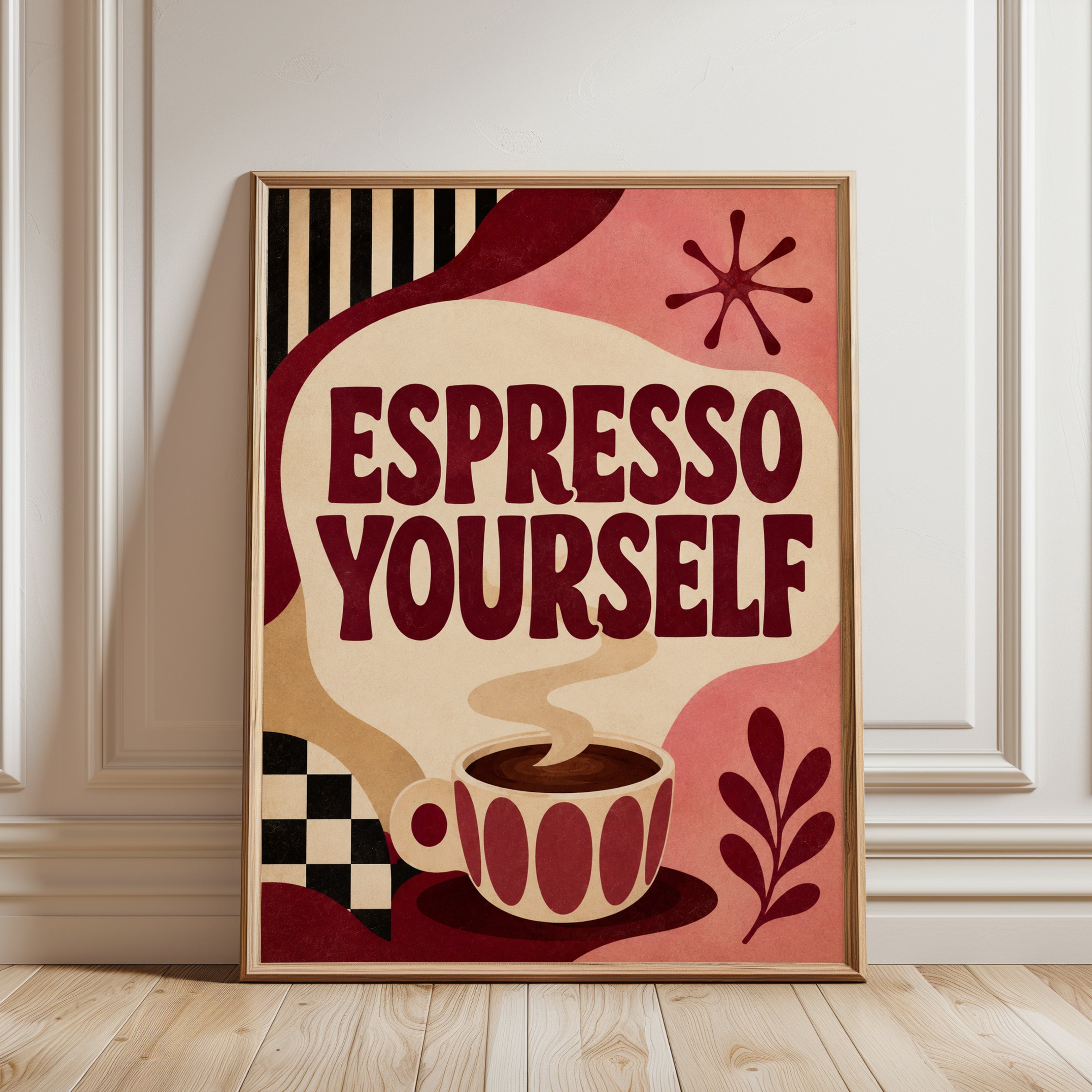 Mid-Century Coffee Print - framed detail