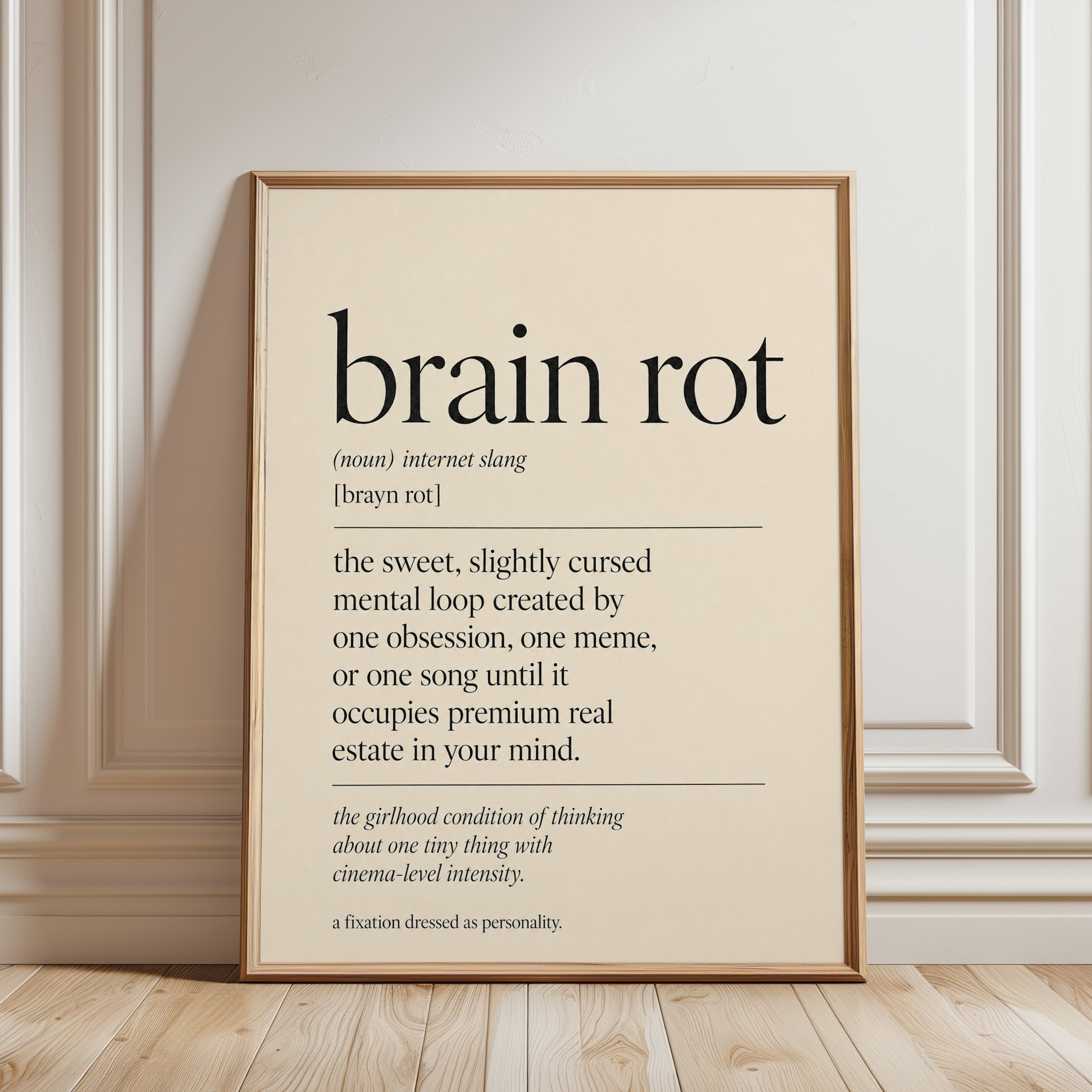 Brain Rot Definition Print: Modern Typography Wall Art - framed detail