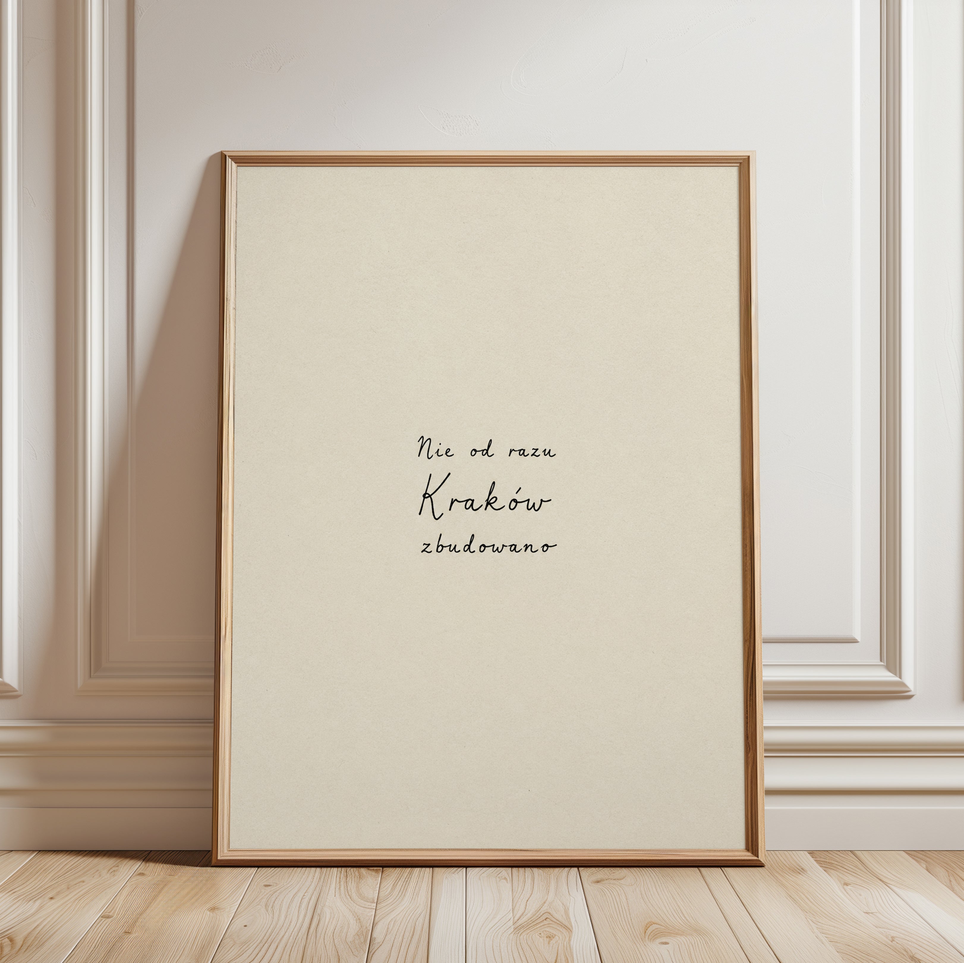 Krakow Typography Print: Minimalist Polish Travel Poster - framed detail