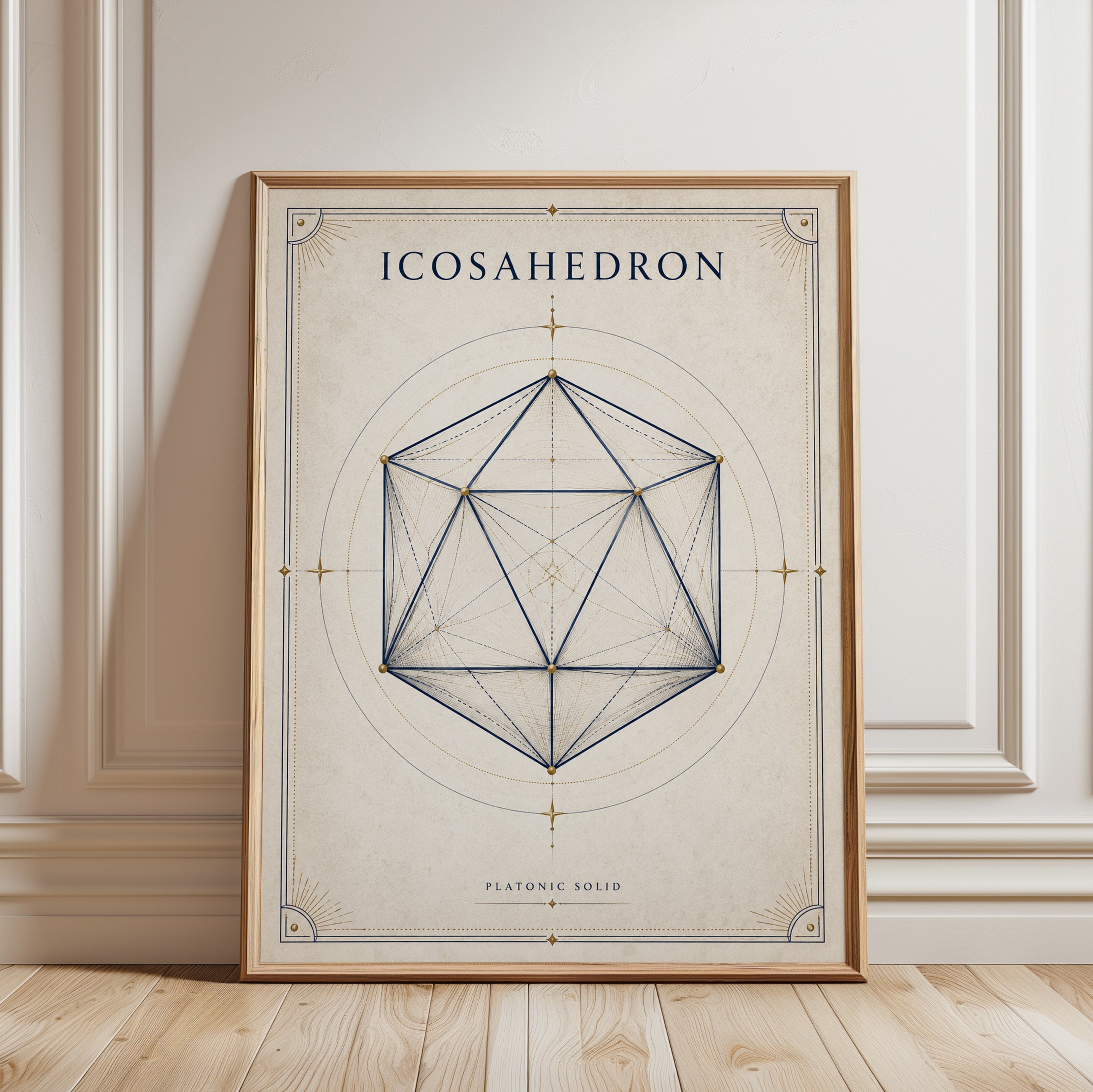 Sacred Geometry Print: Icosahedron Design - framed detail
