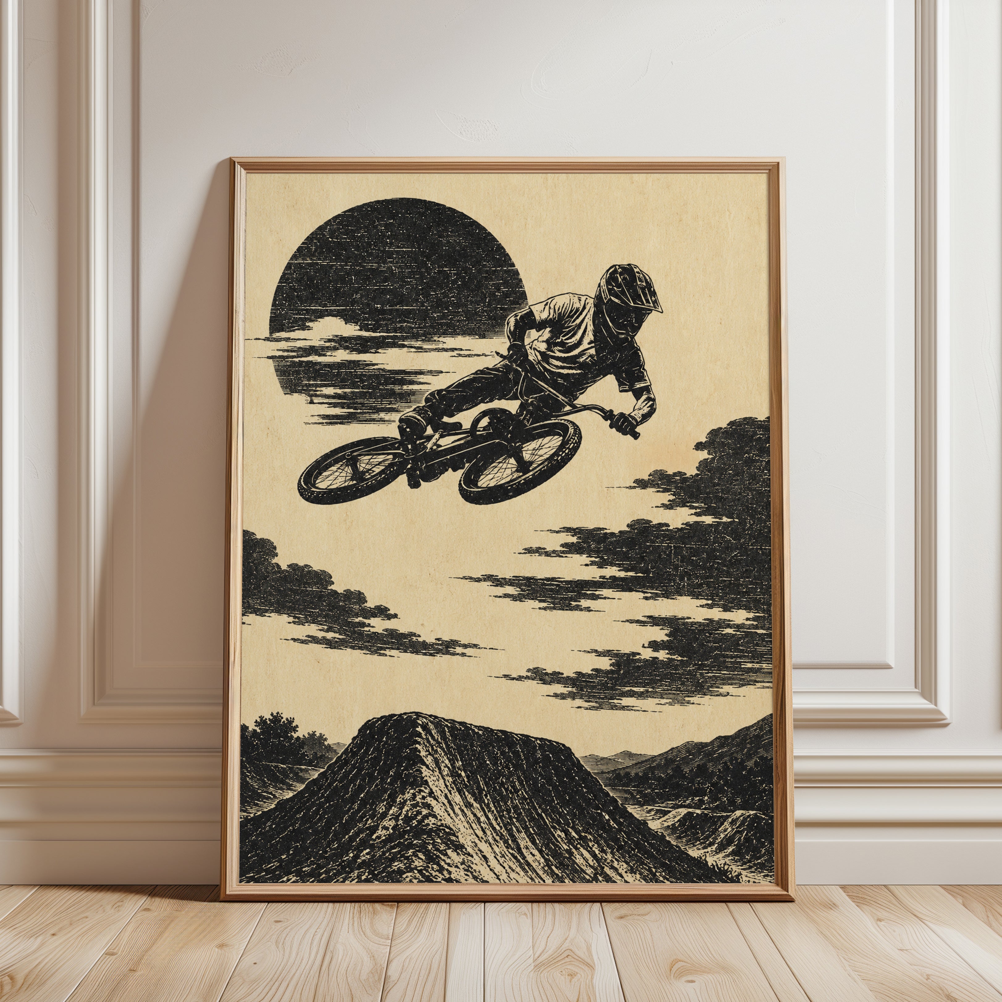 BMX Wall Art – Mountain Bike Jump Print - framed detail