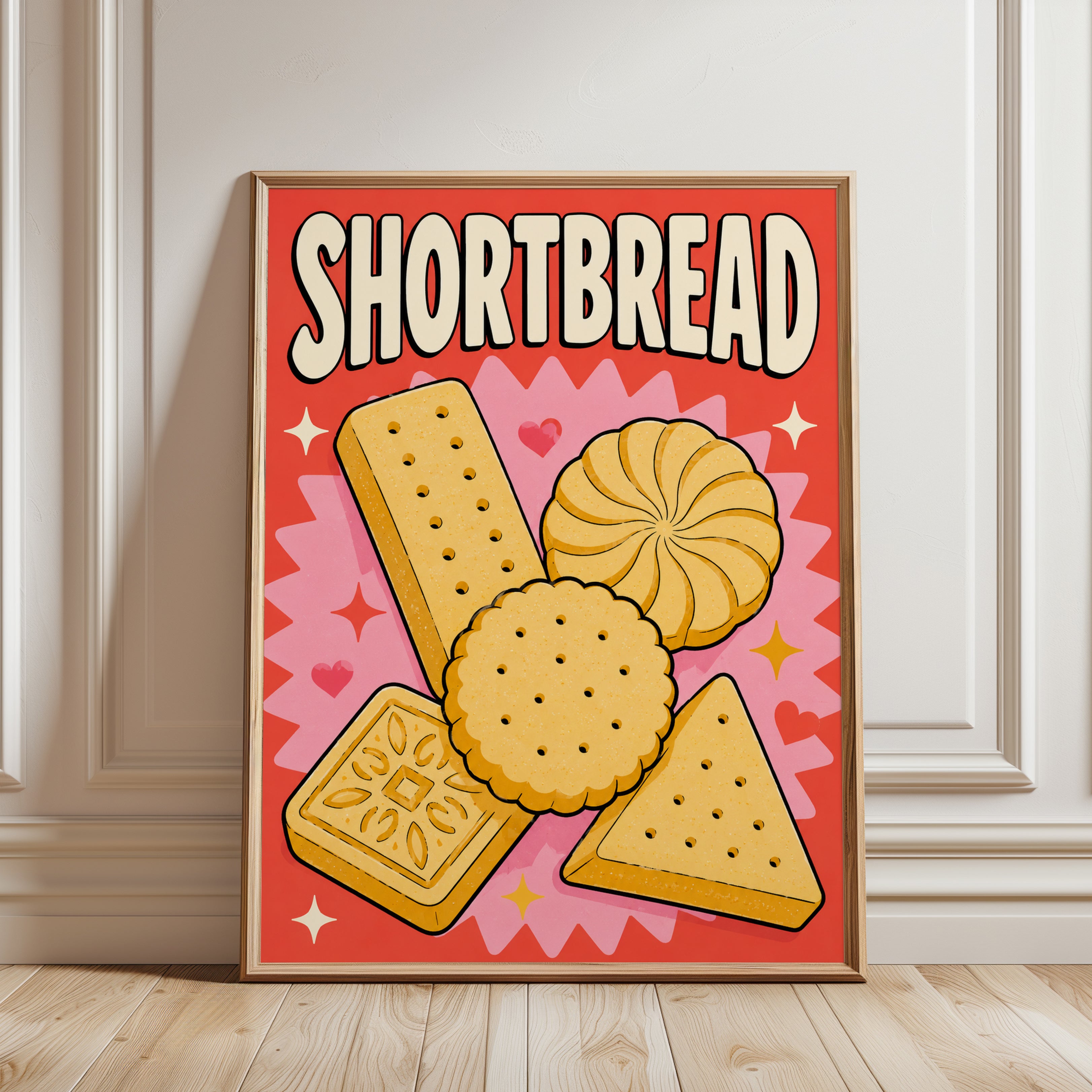 Shortbread Poster – Retro Kitchen Wall Art - framed detail