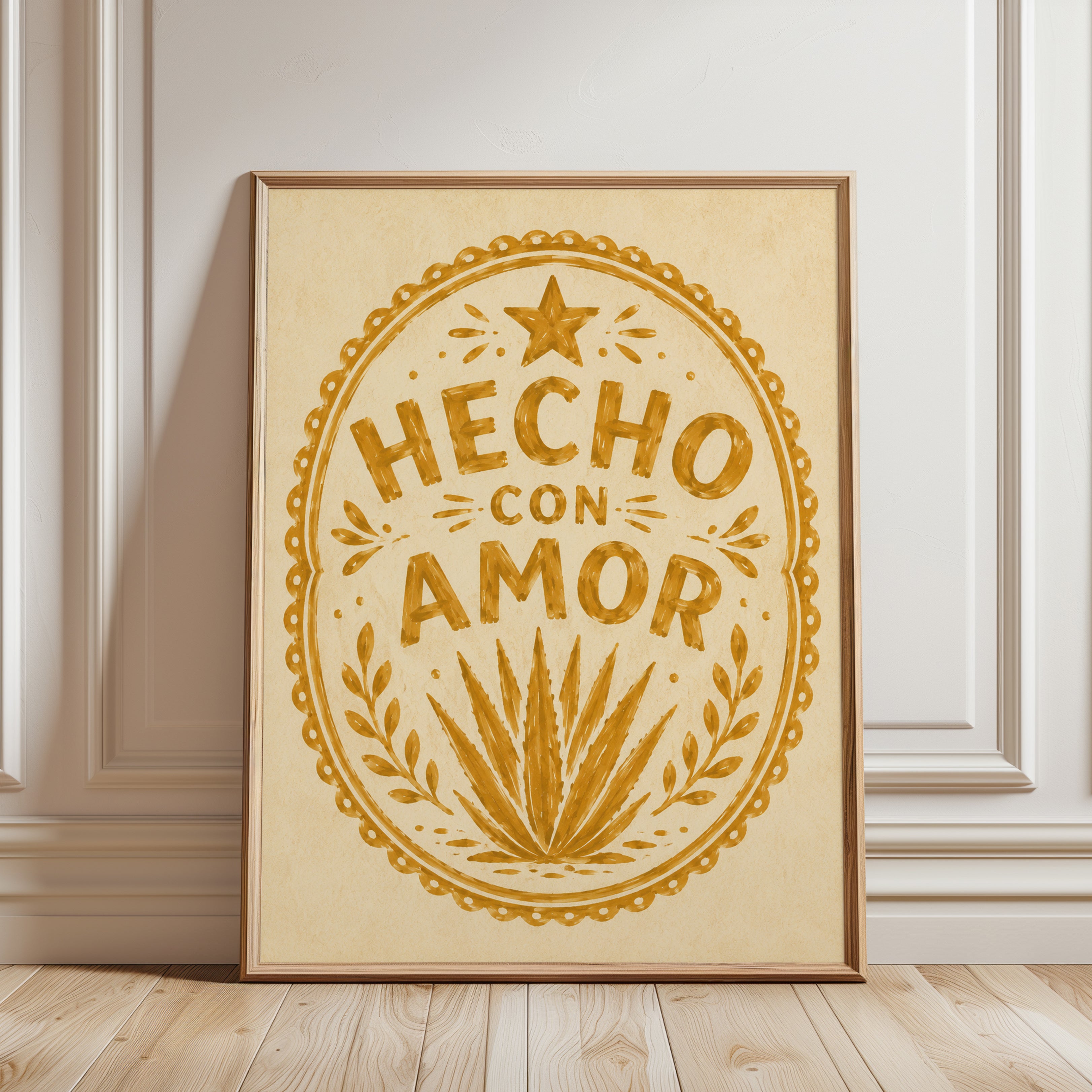 Hecho Con Amor Print – Spanish Wall Art - framed detail