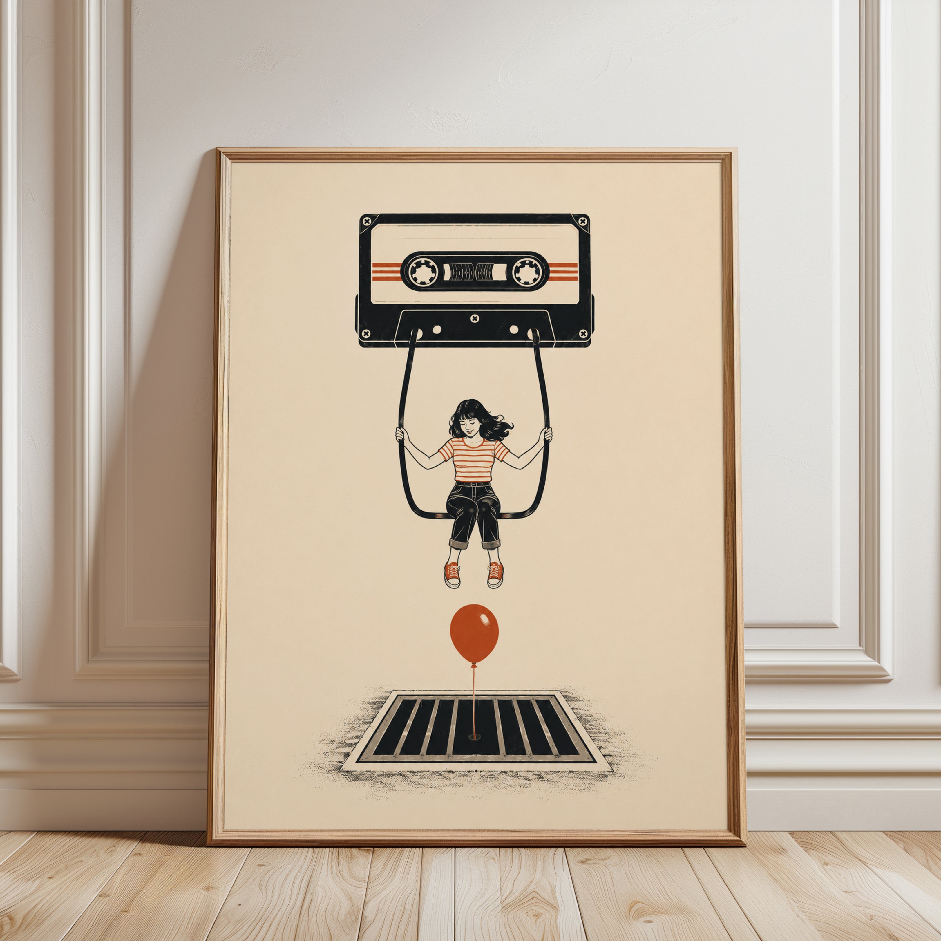 80s Retro Cassette Tape Print - framed detail