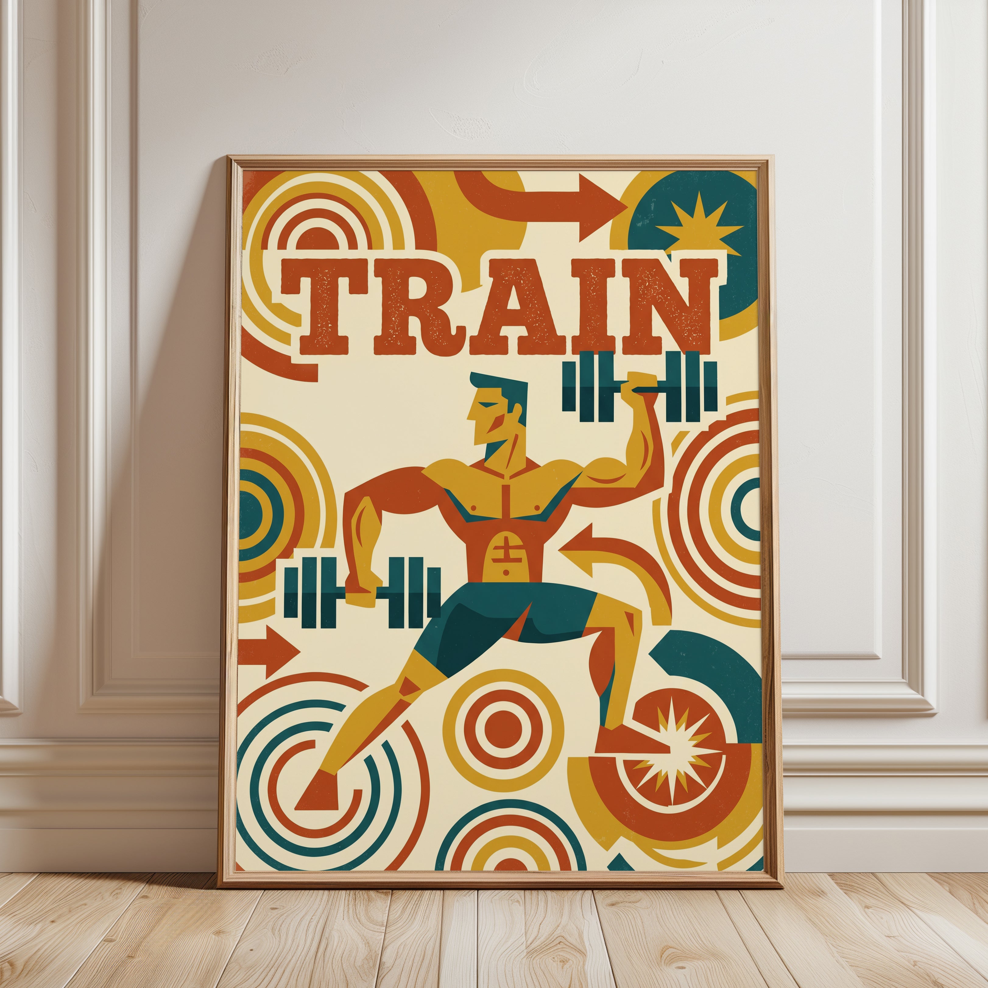 Retro Fitness Poster - framed detail