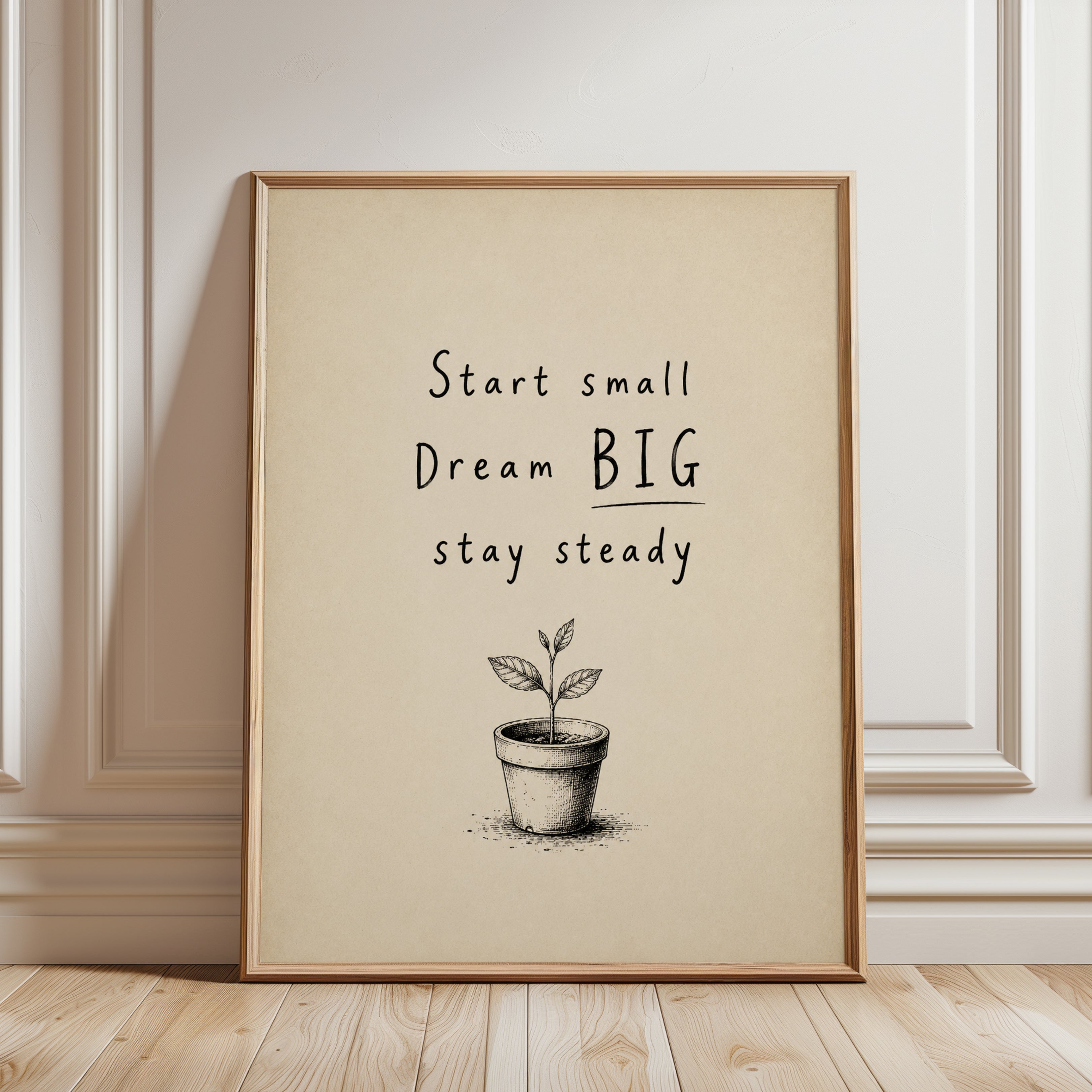 Growth Mindset Wall Art: Inspirational Quote Print (Minimalist - framed detail