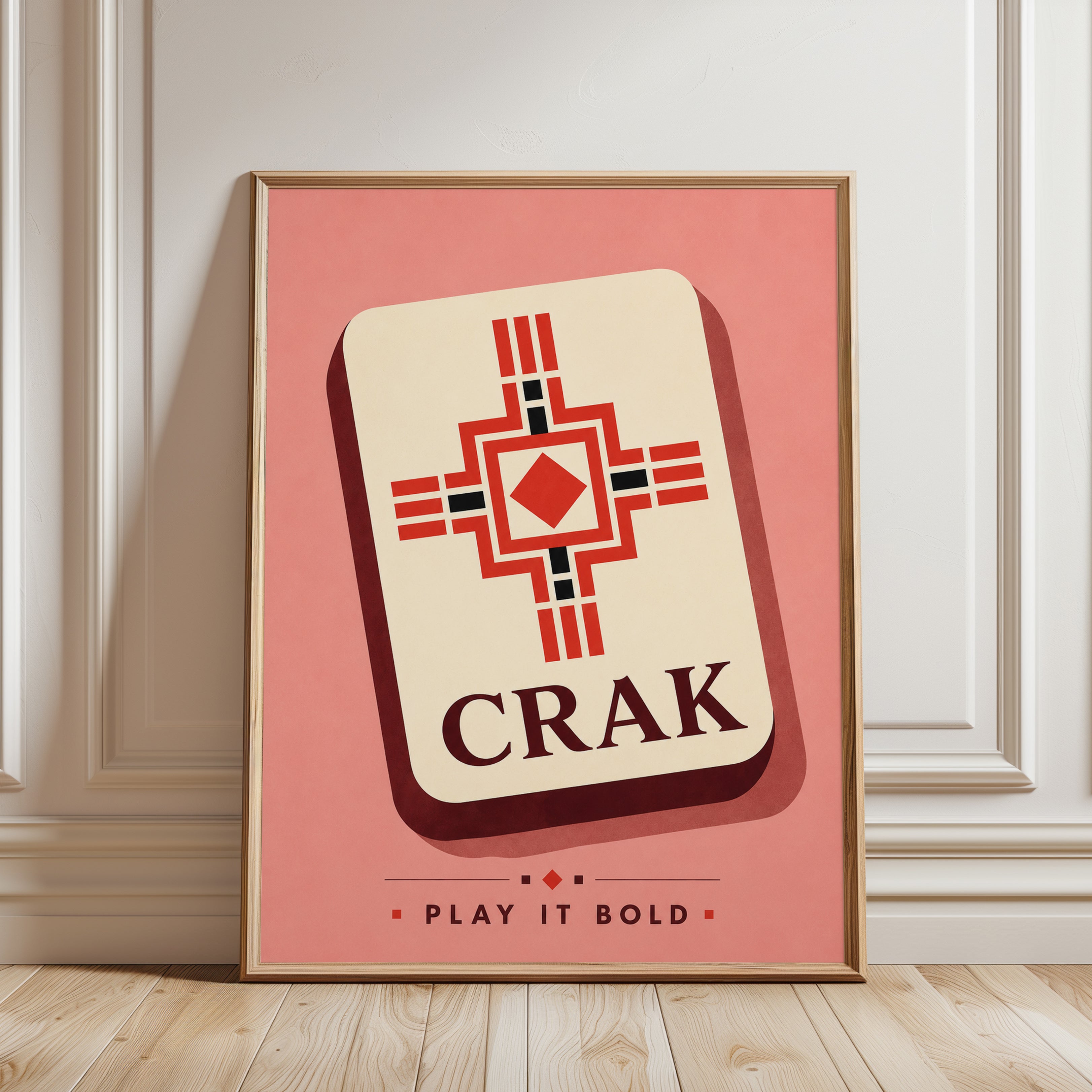 Geometric Wall Art – Retro Southwestern Print - framed detail