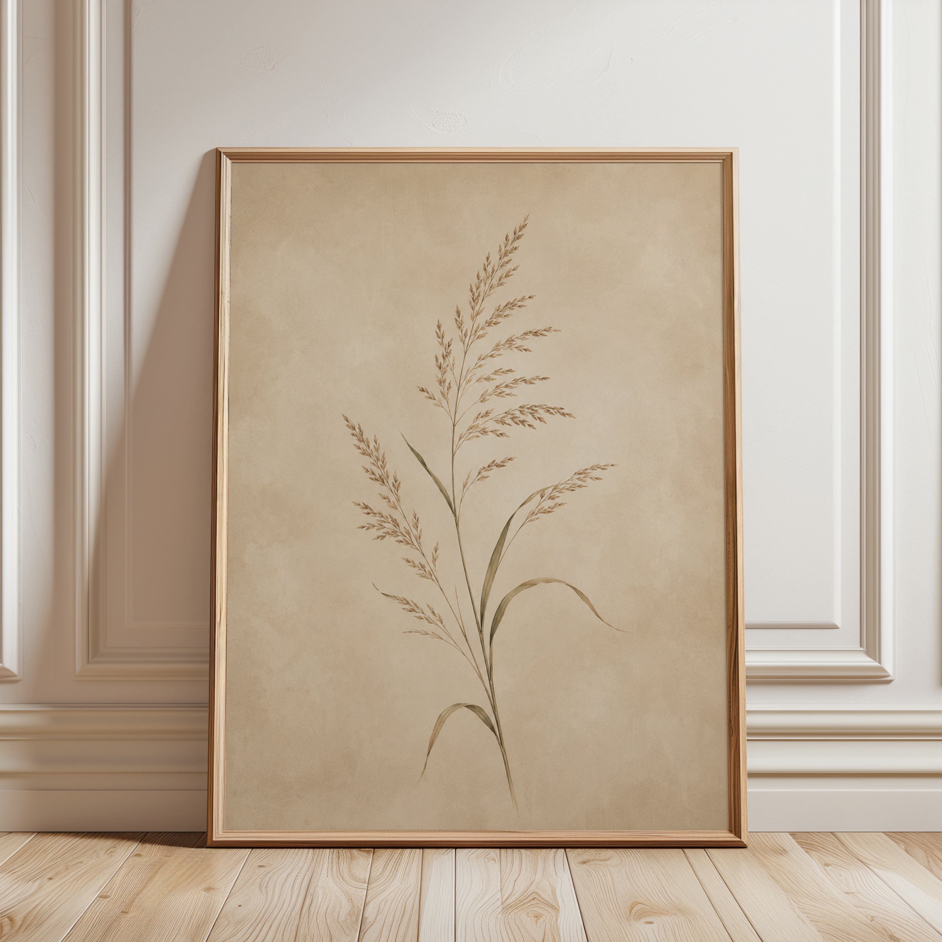Botanical Grass Print — Delicate Pressed Plant Illustration - framed detail