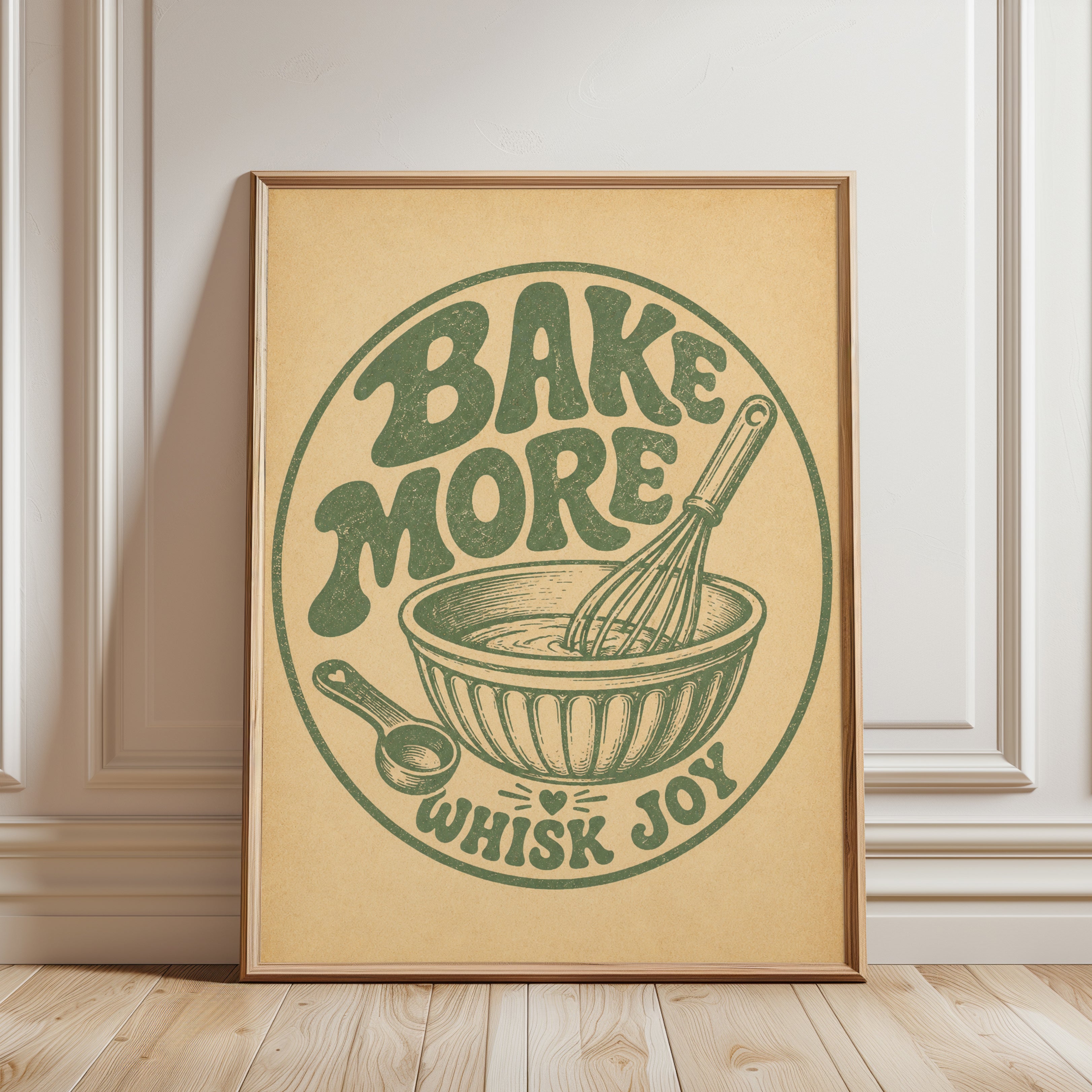 Vintage Baking Print – Whisk Joy - framed detail