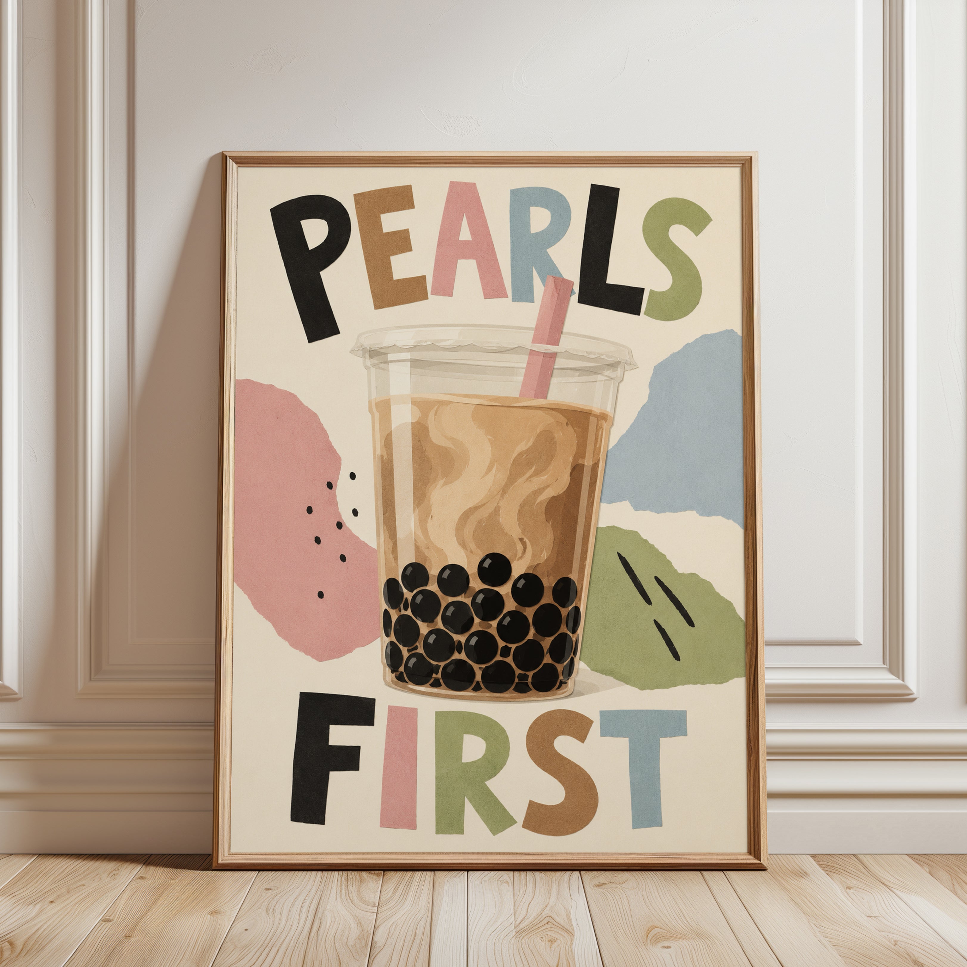 Boba Tea Wall Art – Bubble Tea Print - framed detail
