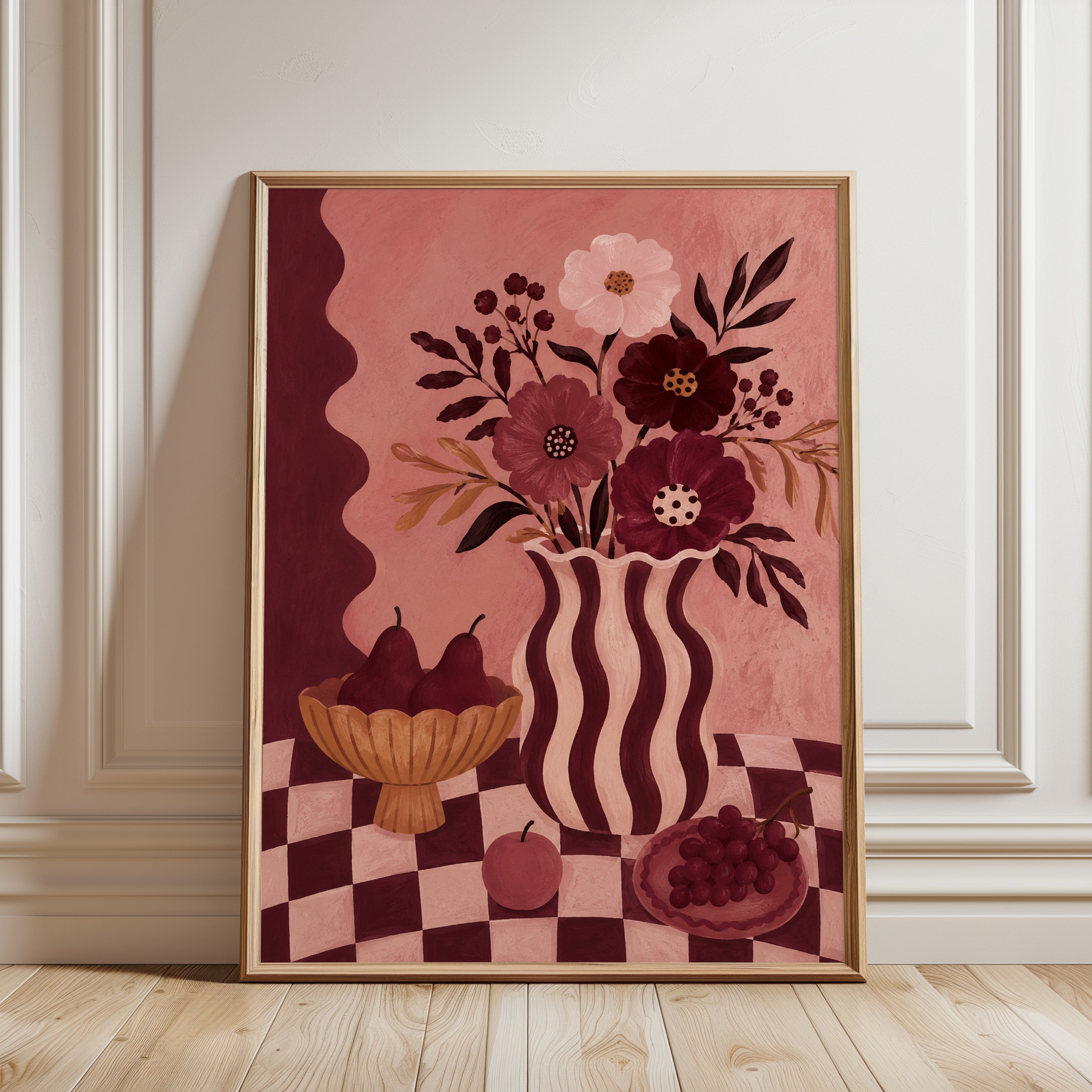 Still Life Floral Print – Vintage Vase Wall Art - framed detail