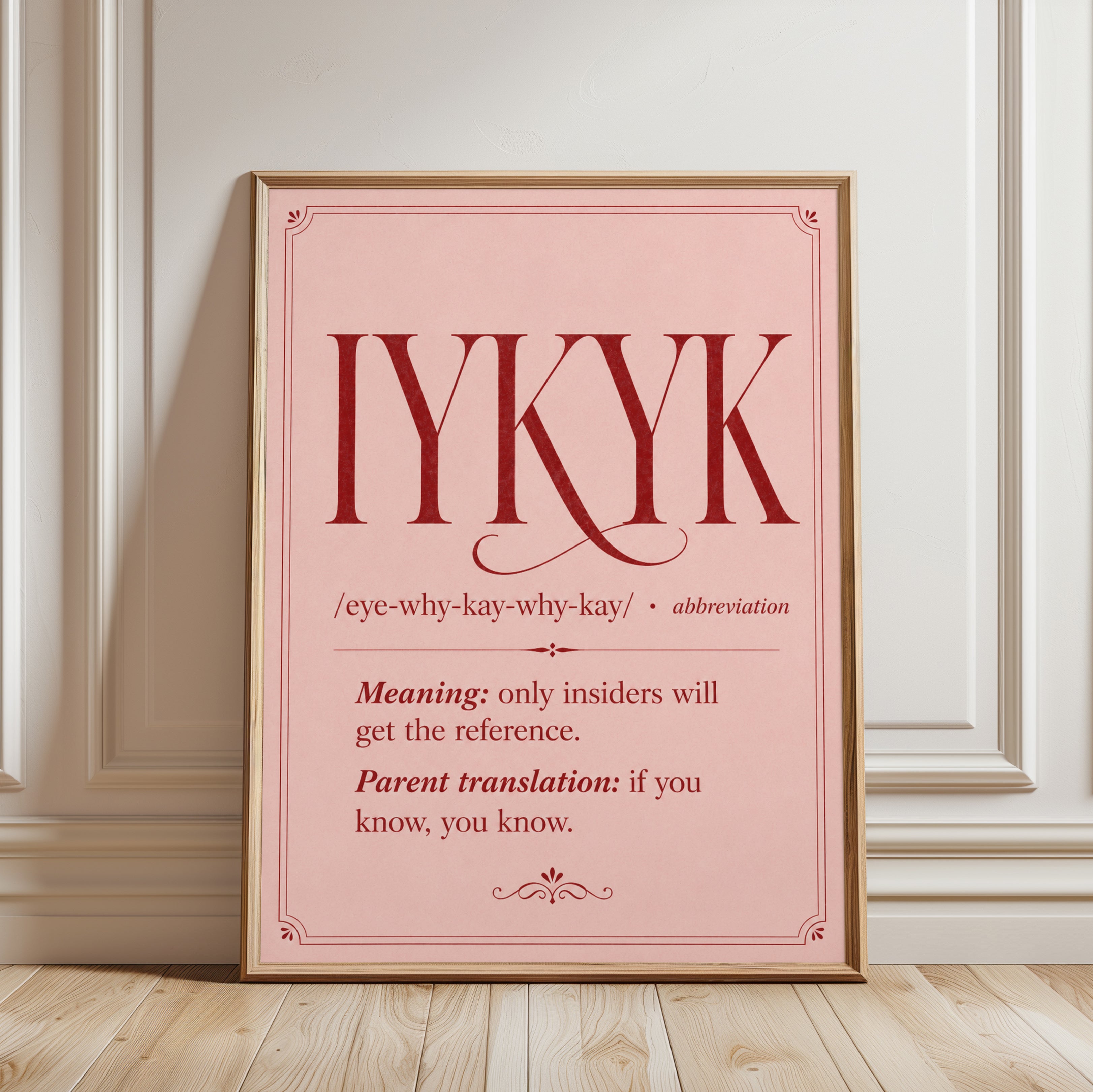 IYKYK Wall Art – Definition Print - framed detail