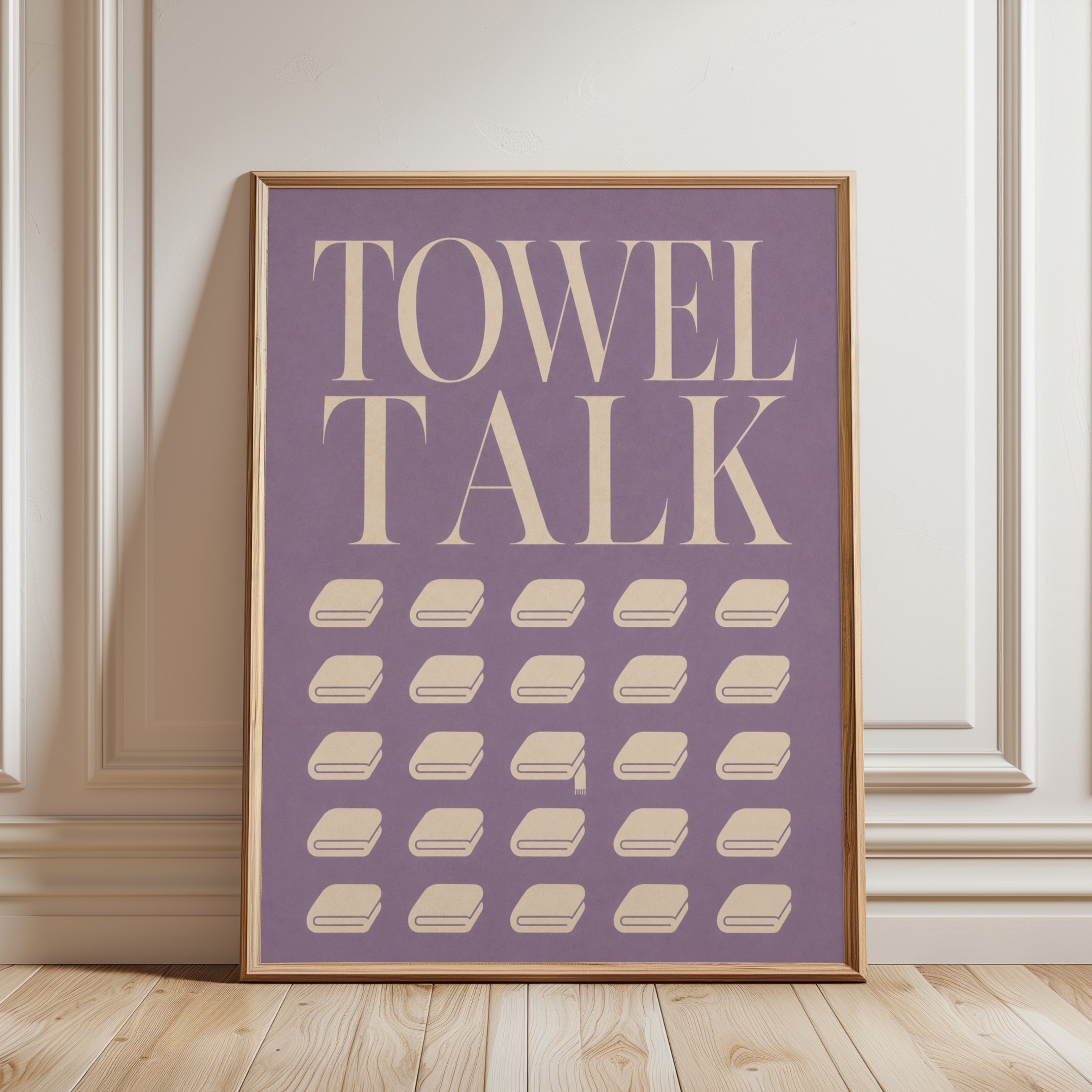 Bathroom Wall Art: Towel Talk Typography - framed detail