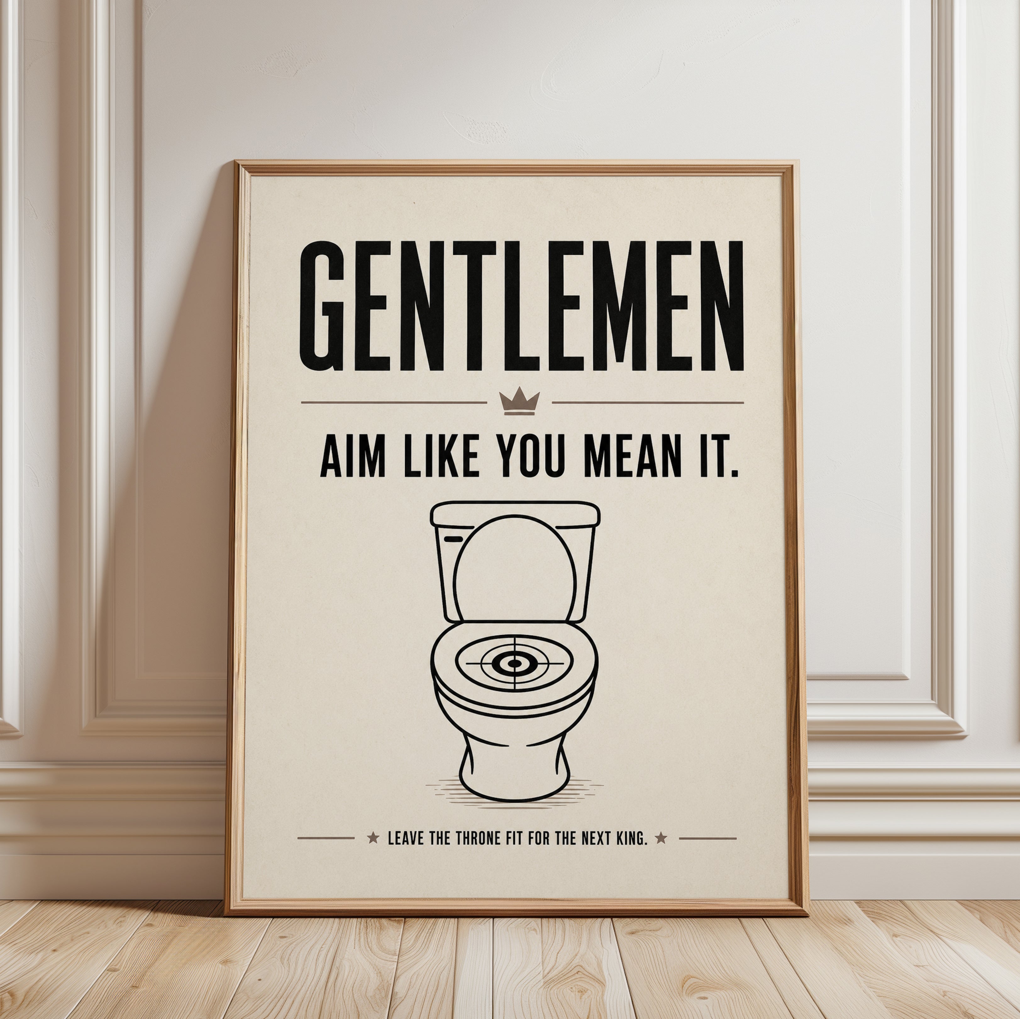 Bathroom Sign Print – Funny Bathroom Wall Art - framed detail