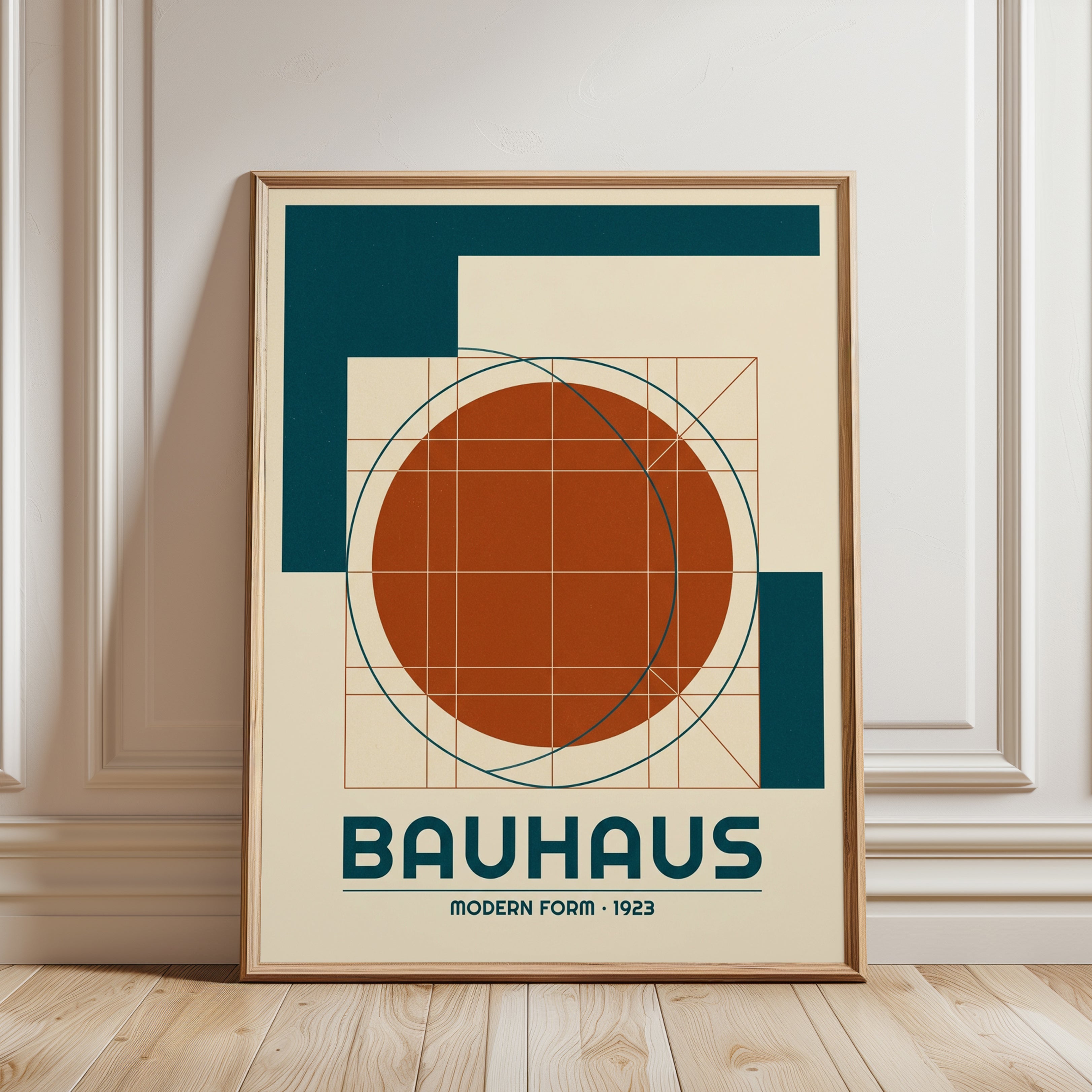 Bauhaus Geometric Circle Print: 1923 Modern Form Design - framed detail