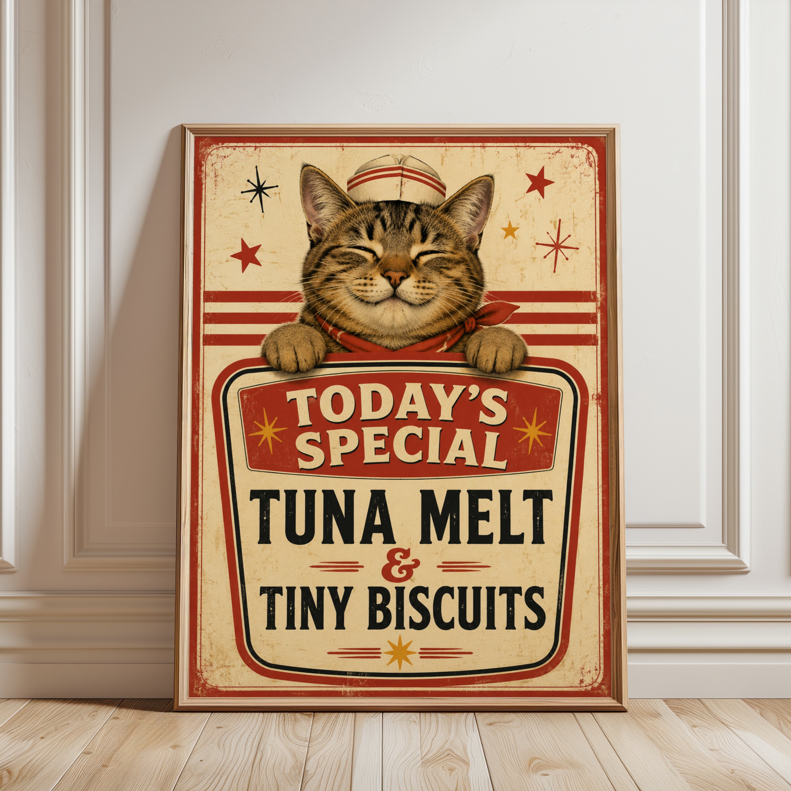 Vintage Cat Sailor Poster - framed detail