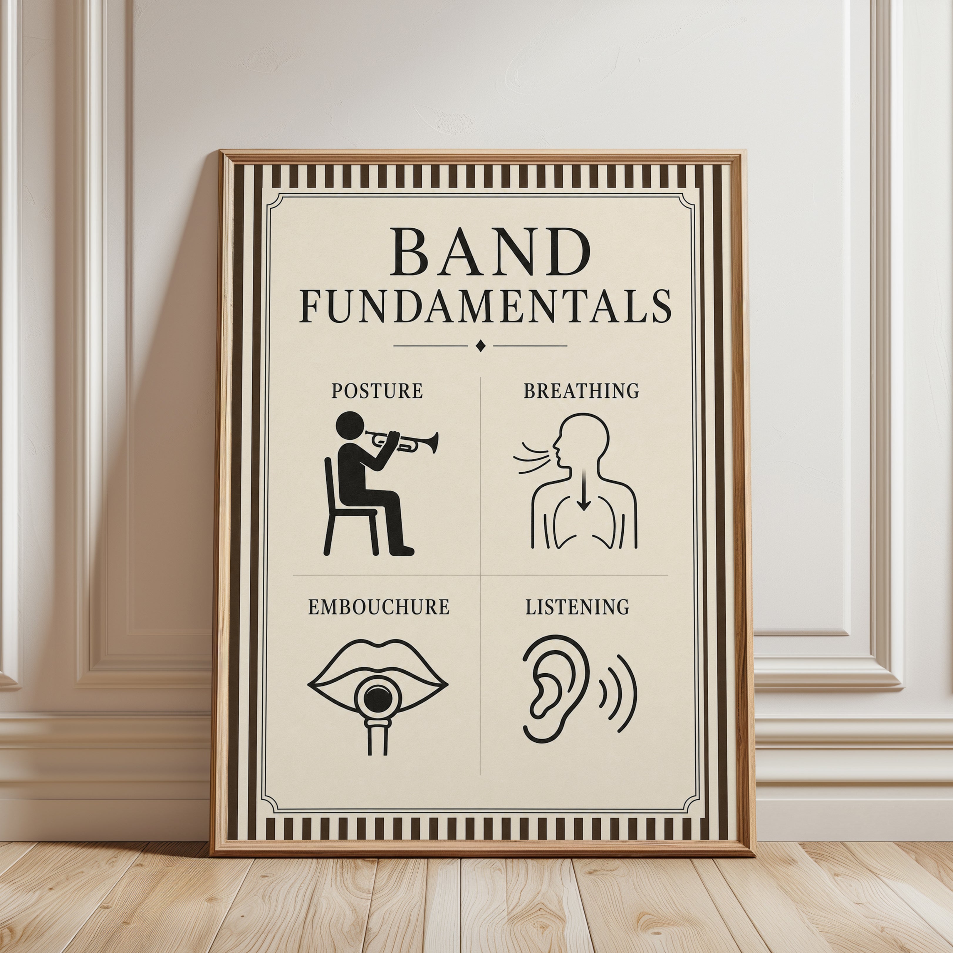 Music Teacher Gift – Band Fundamentals Poster - framed detail