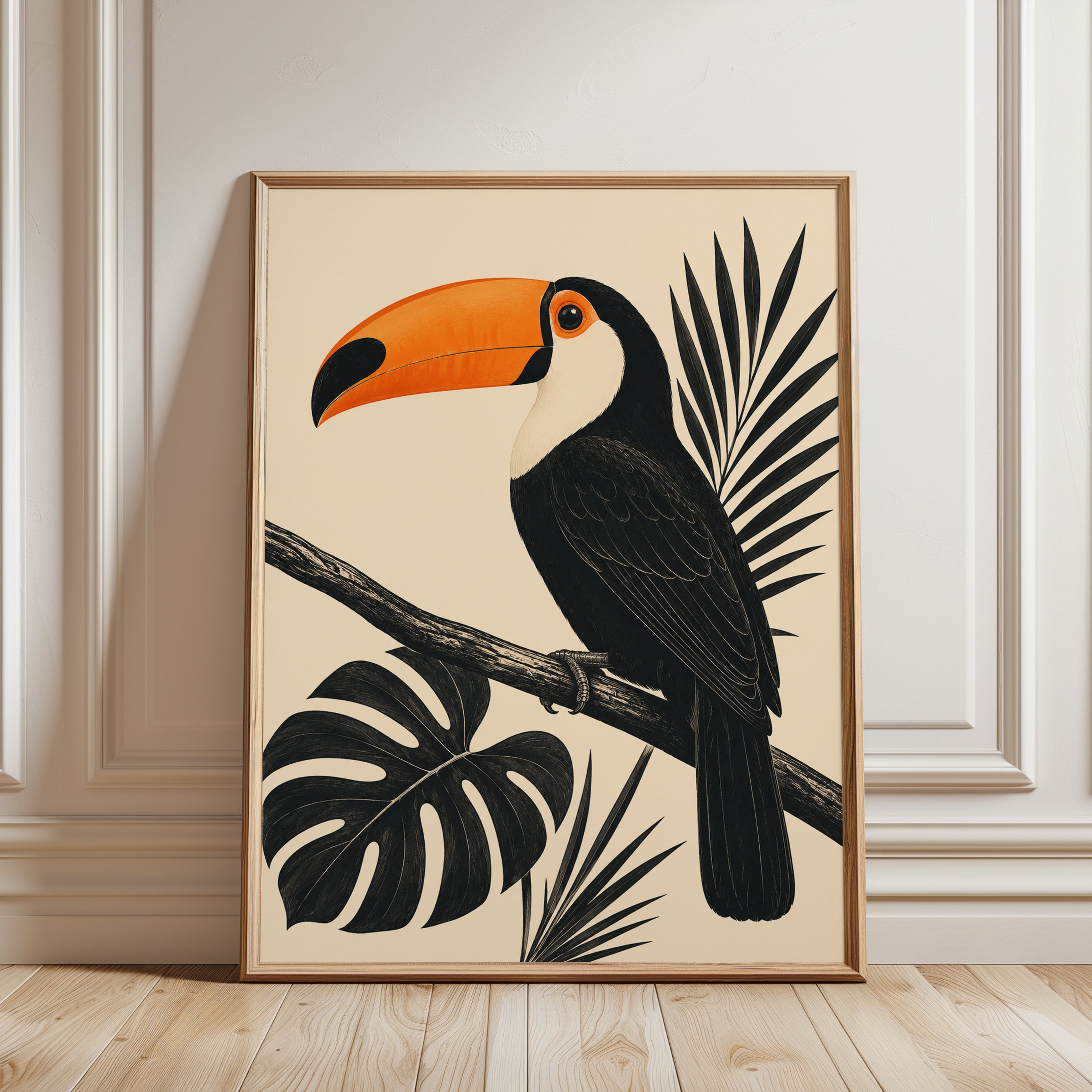 Toucan Wall Art – Tropical Bird Print - framed detail