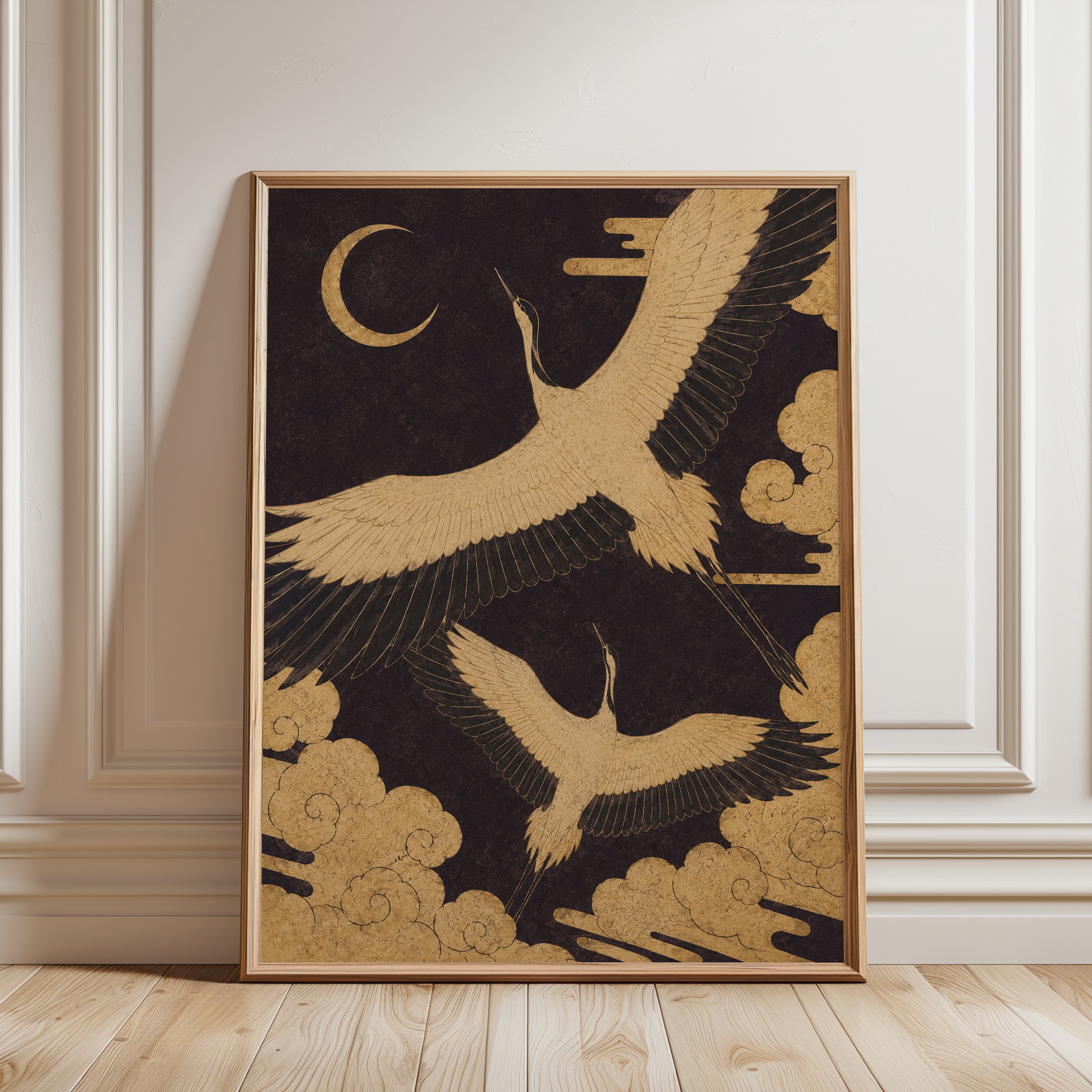 Japanese Crane Wall Art - framed detail