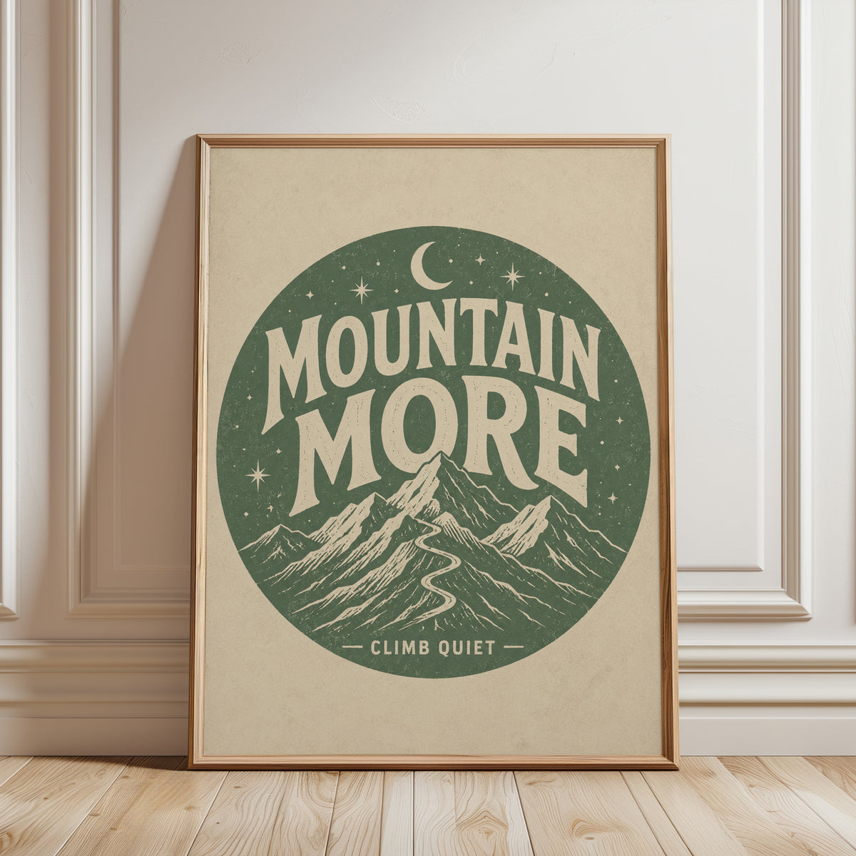 Mountain Wall Art: Retro Typography - framed detail