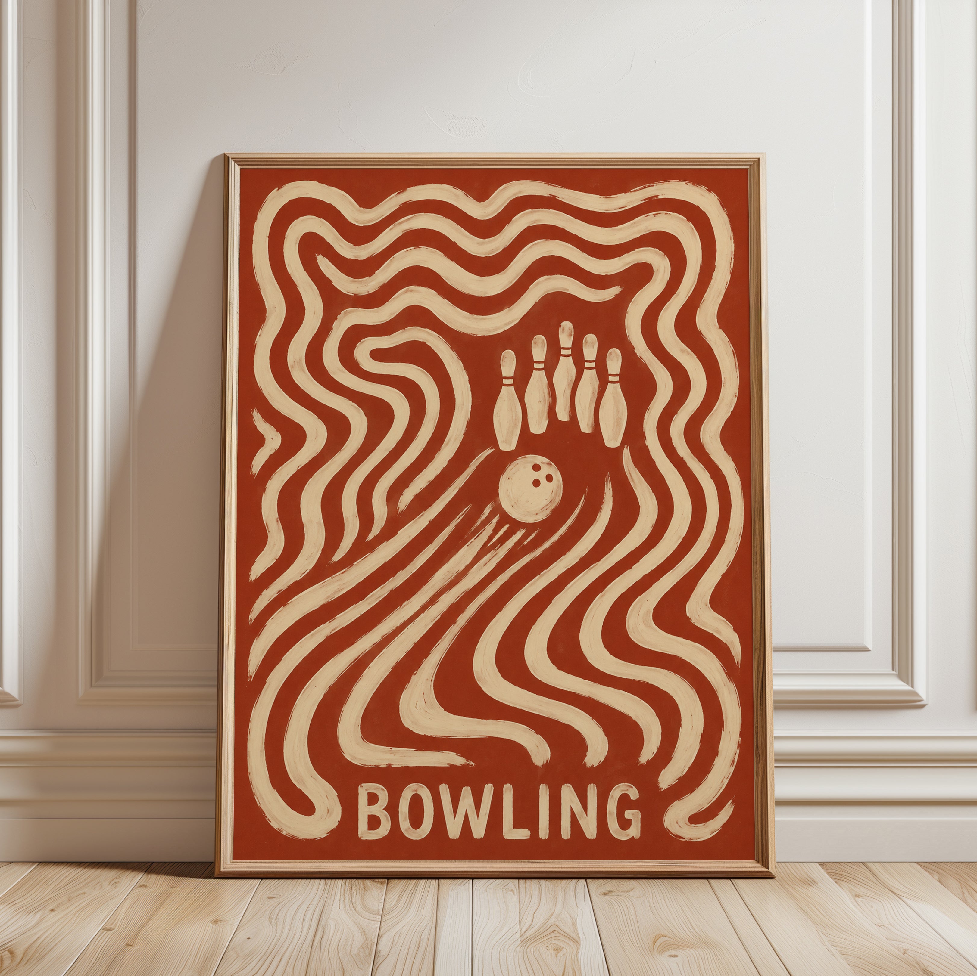 Bowling Wall Art – Retro Sports Poster - framed detail
