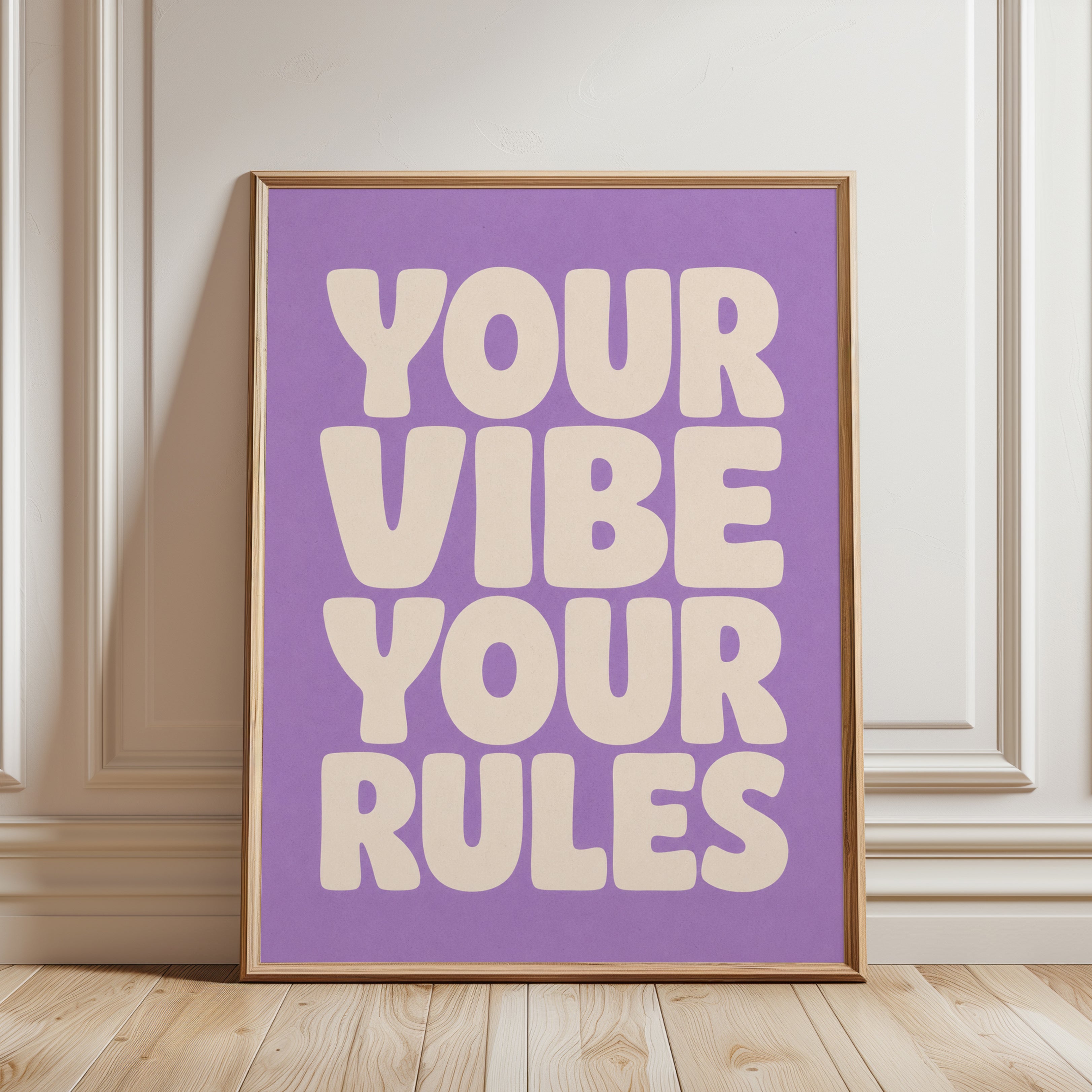Motivational Wall Art: Purple Typography Poster - framed detail