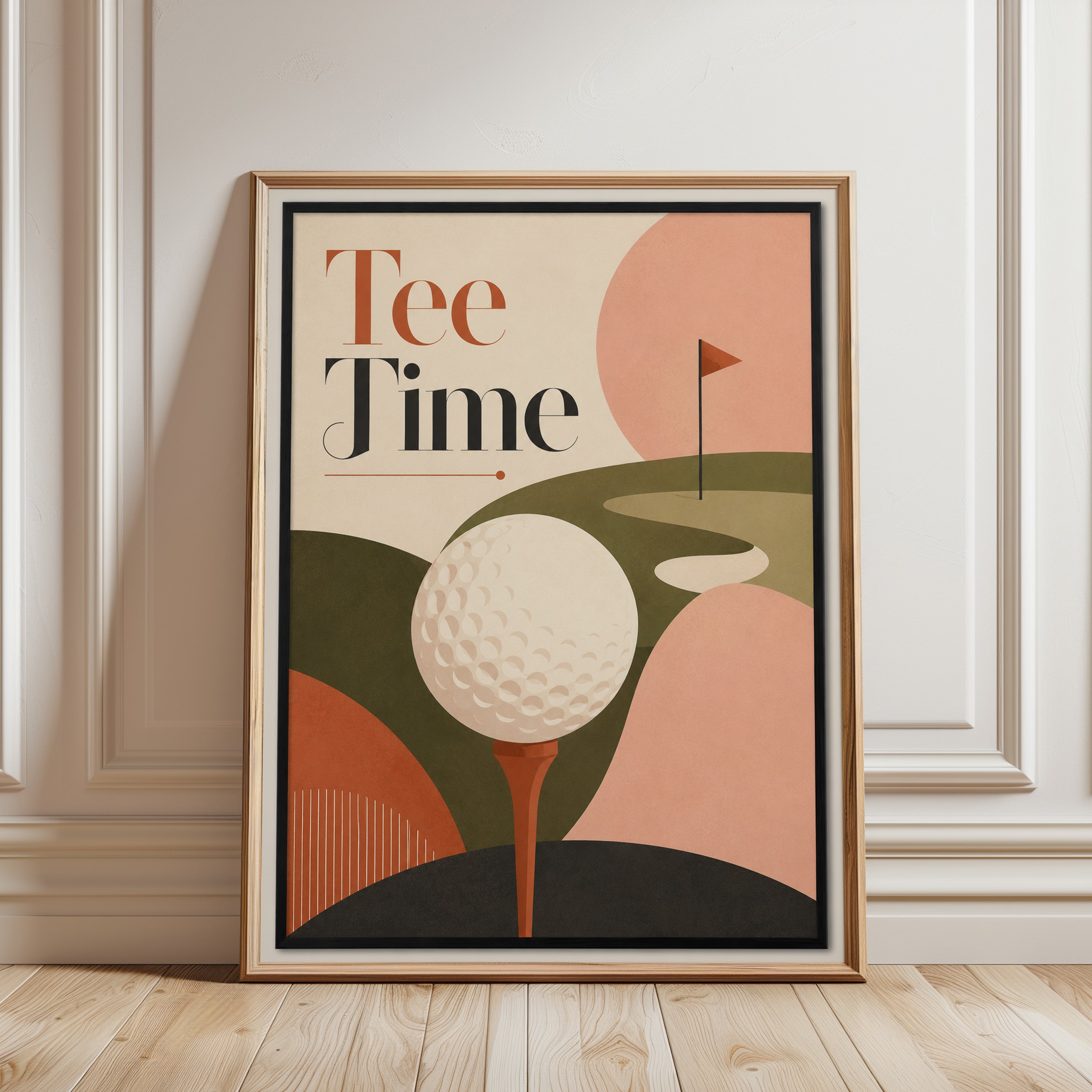 Retro Golf Art Print - framed detail