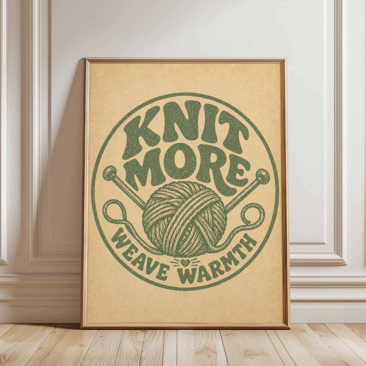 Knit More Weave Warmth Wall Art - framed detail