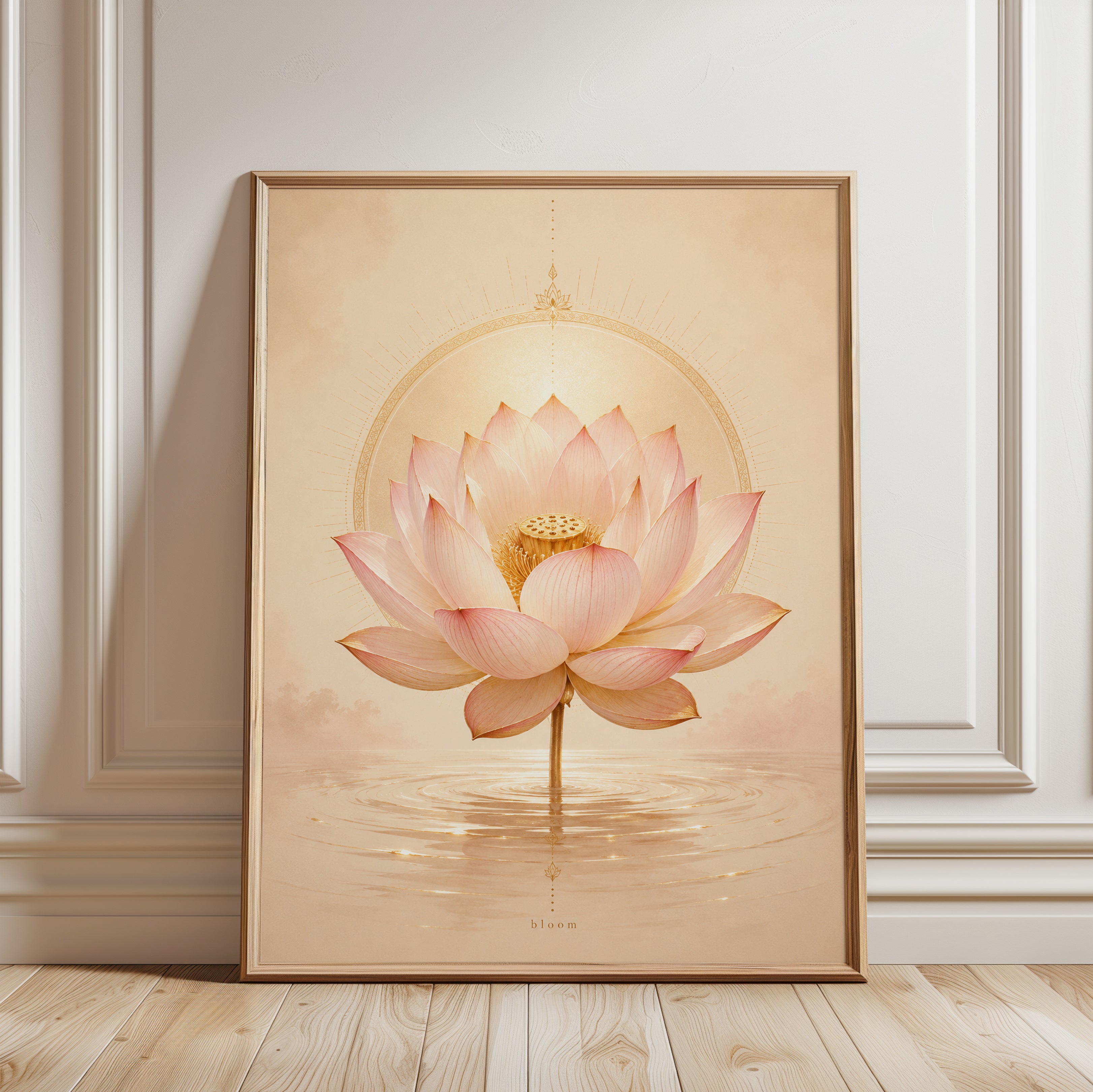 Lotus Flower Wall Art – Botanical Print - framed detail