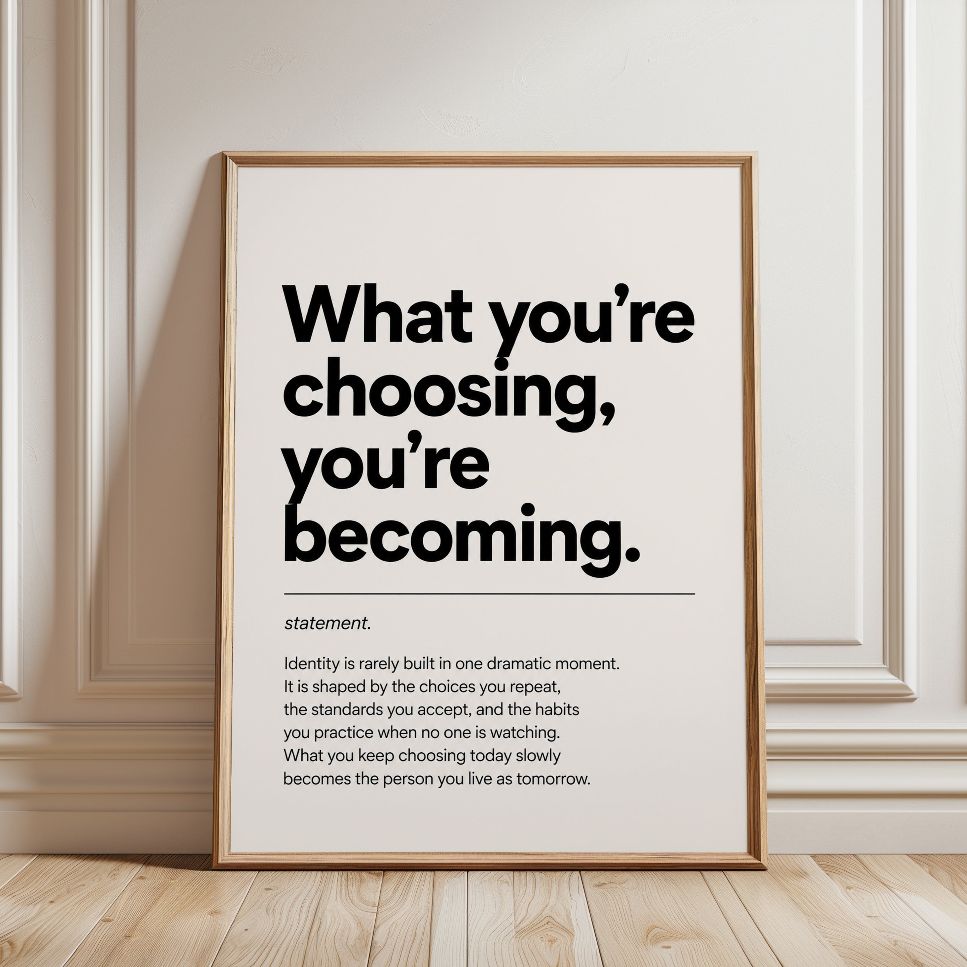 Minimalist Motivational Quote Print - framed detail