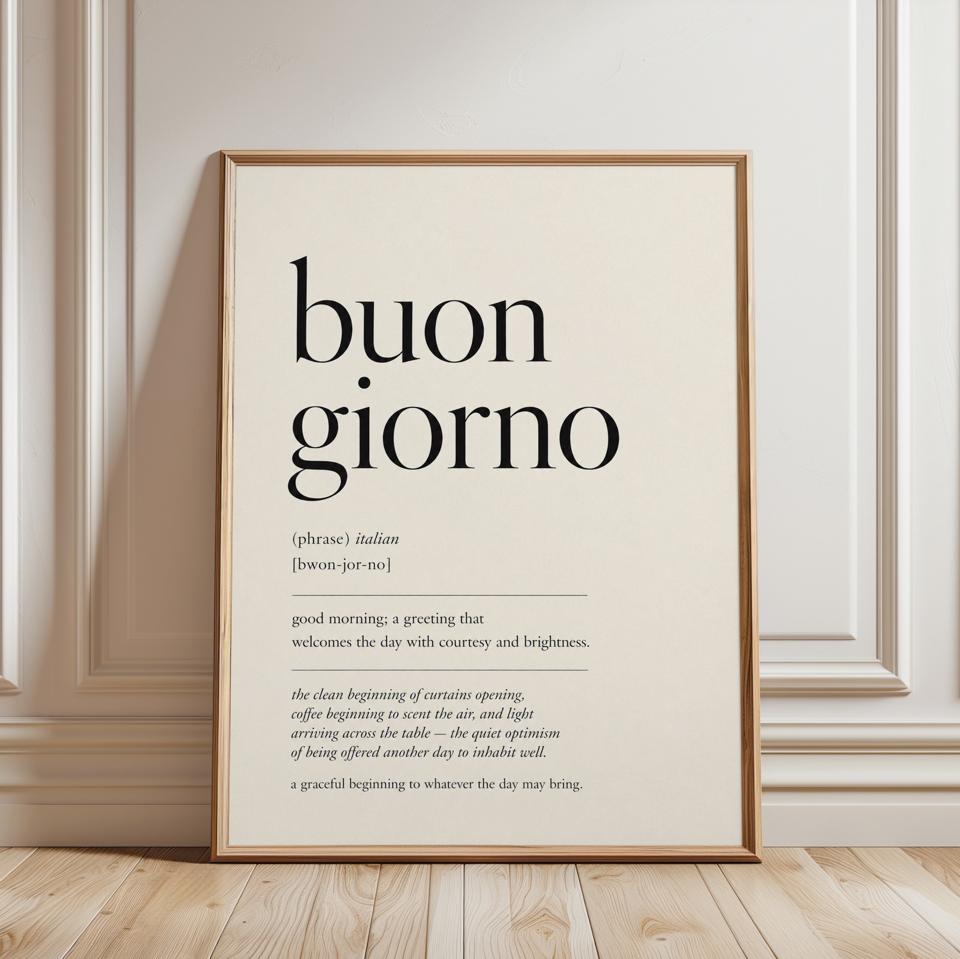 Buon Giorno Italian Print - framed detail