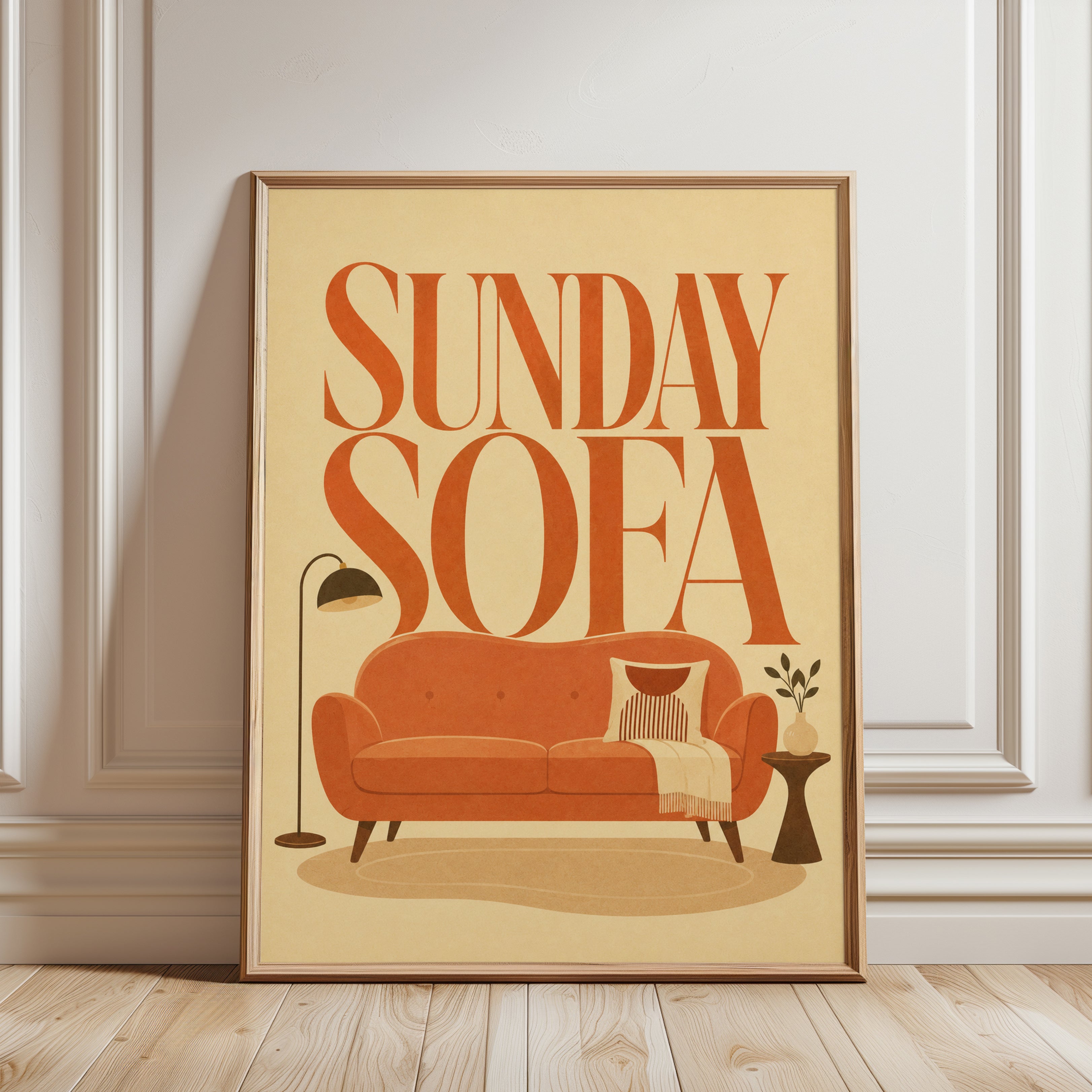 Sunday Sofa Wall Art: Mid-Century Modern - framed detail