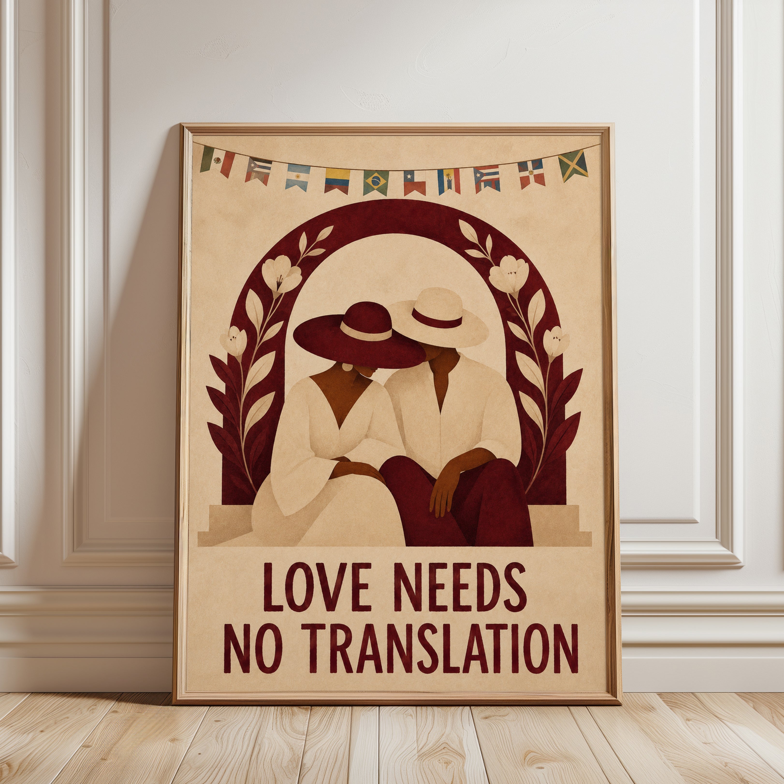 Love Wall Art – Romantic Couple Print - framed detail