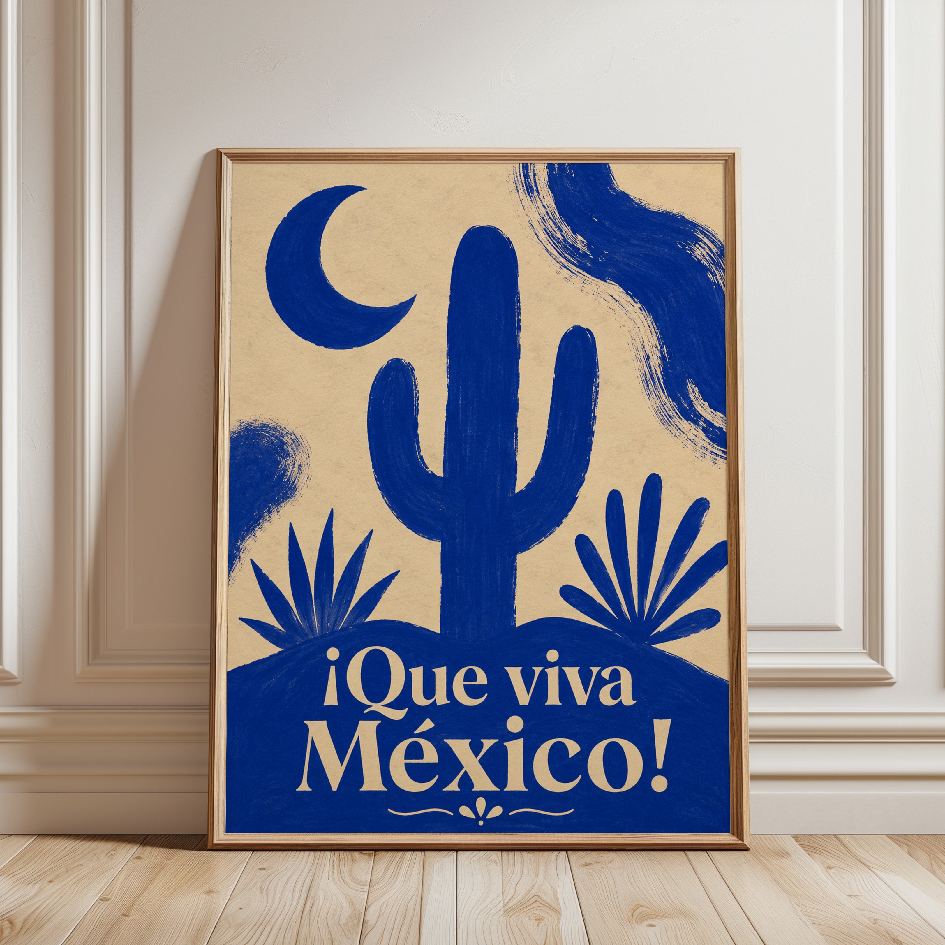 Mexico Travel Poster – Desert Cactus Wall Art - framed detail