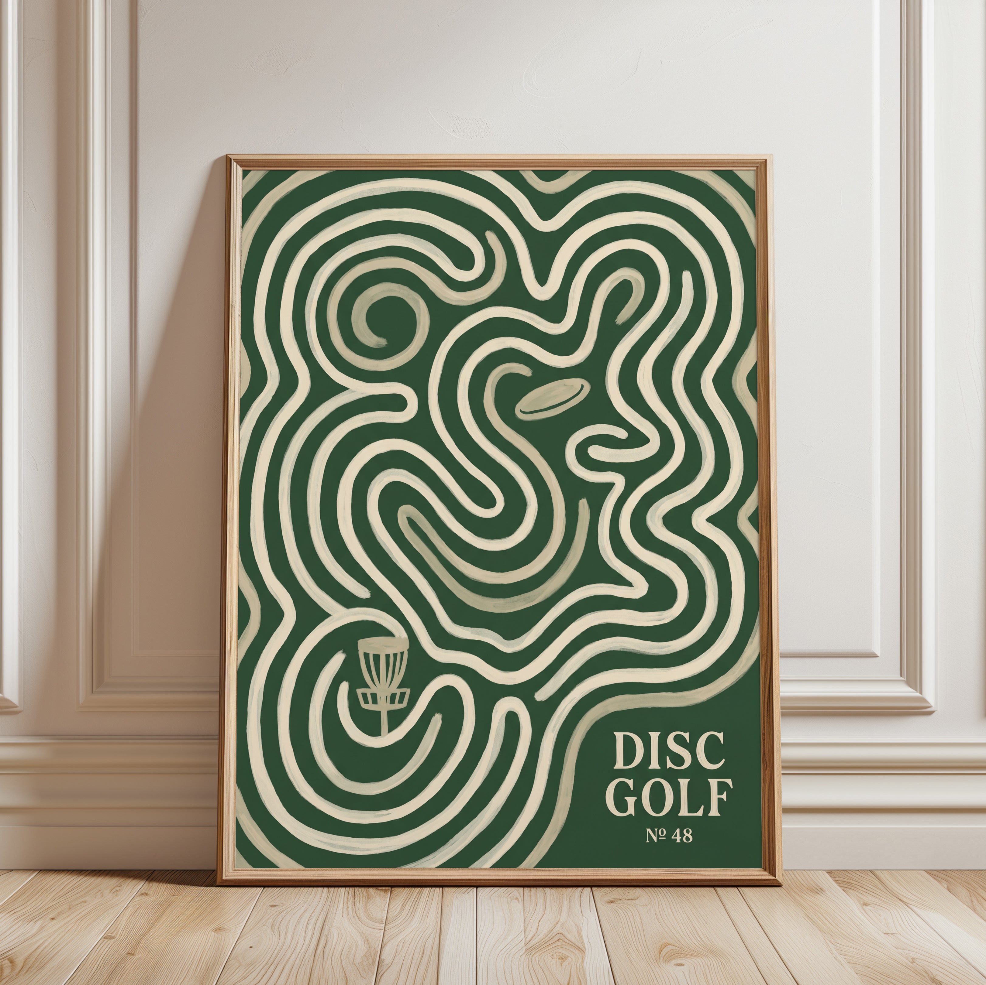 Disc Golf Poster: Vintage-Inspired Topographic Art (Multiple Sizes) - framed detail