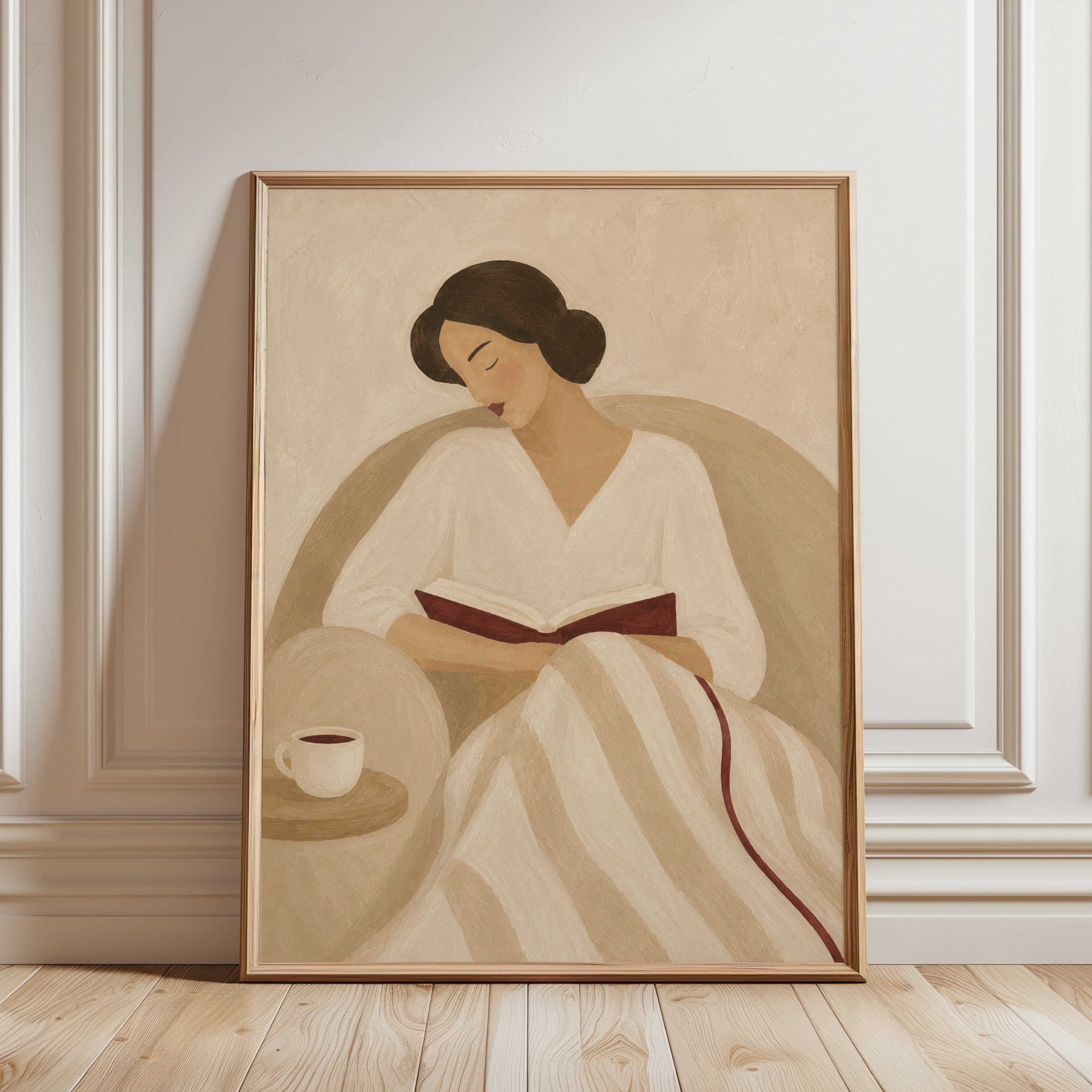 Woman Reading Wall Art – Figurative Print - framed detail