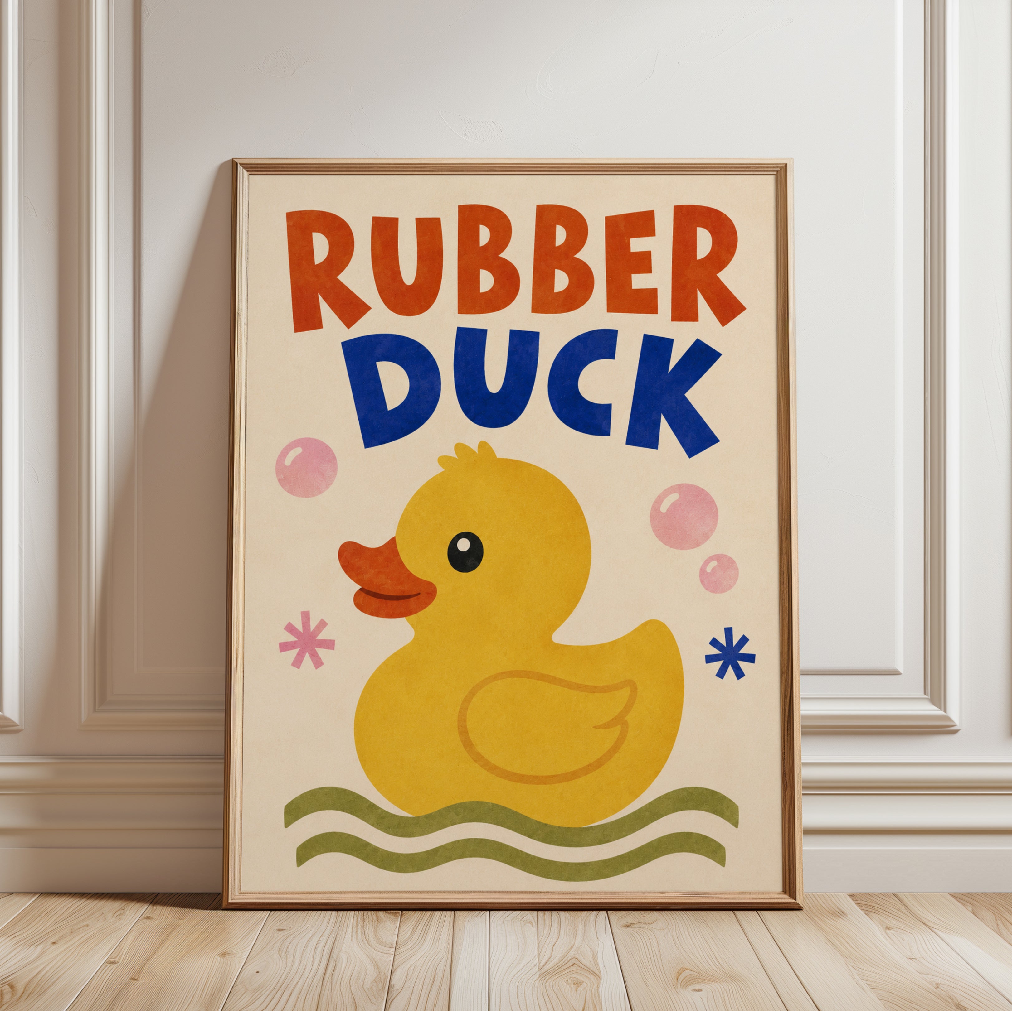 Rubber Duck Wall Art – Nursery Print - framed detail