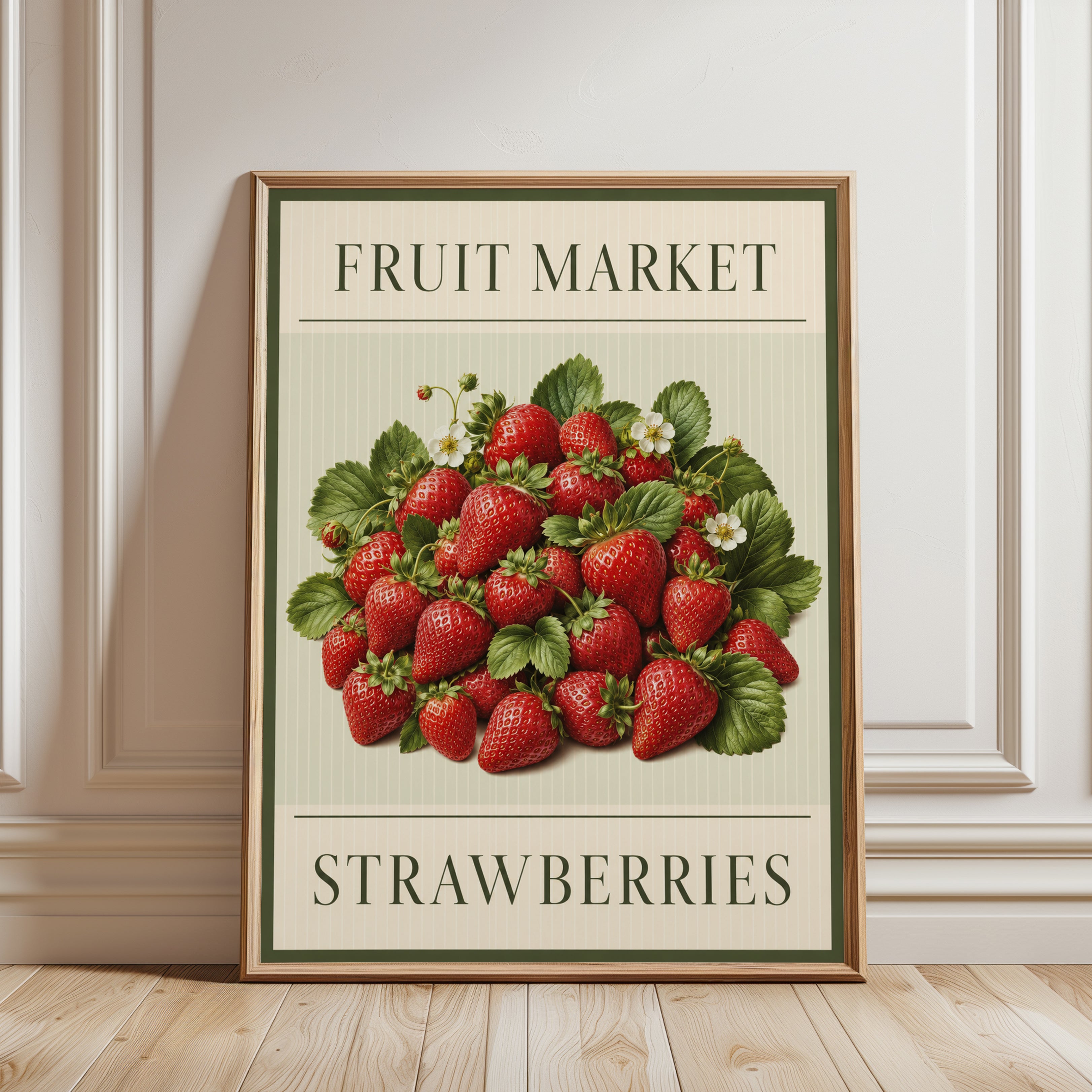 Strawberry Wall Art – Fruit Market Print - framed detail