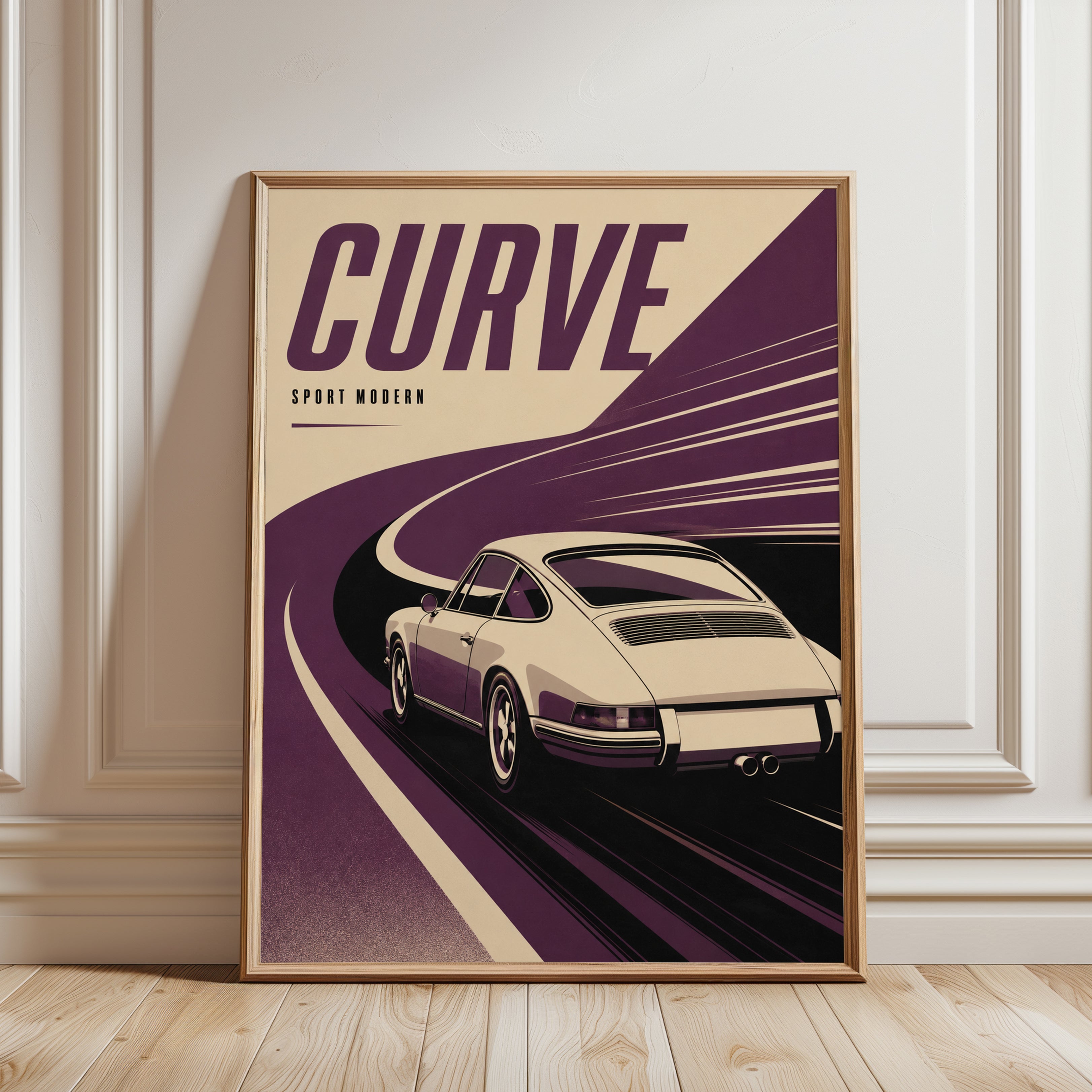 Classic Porsche Poster: Mid-Century Modern Style (A4 and Larger) - framed detail