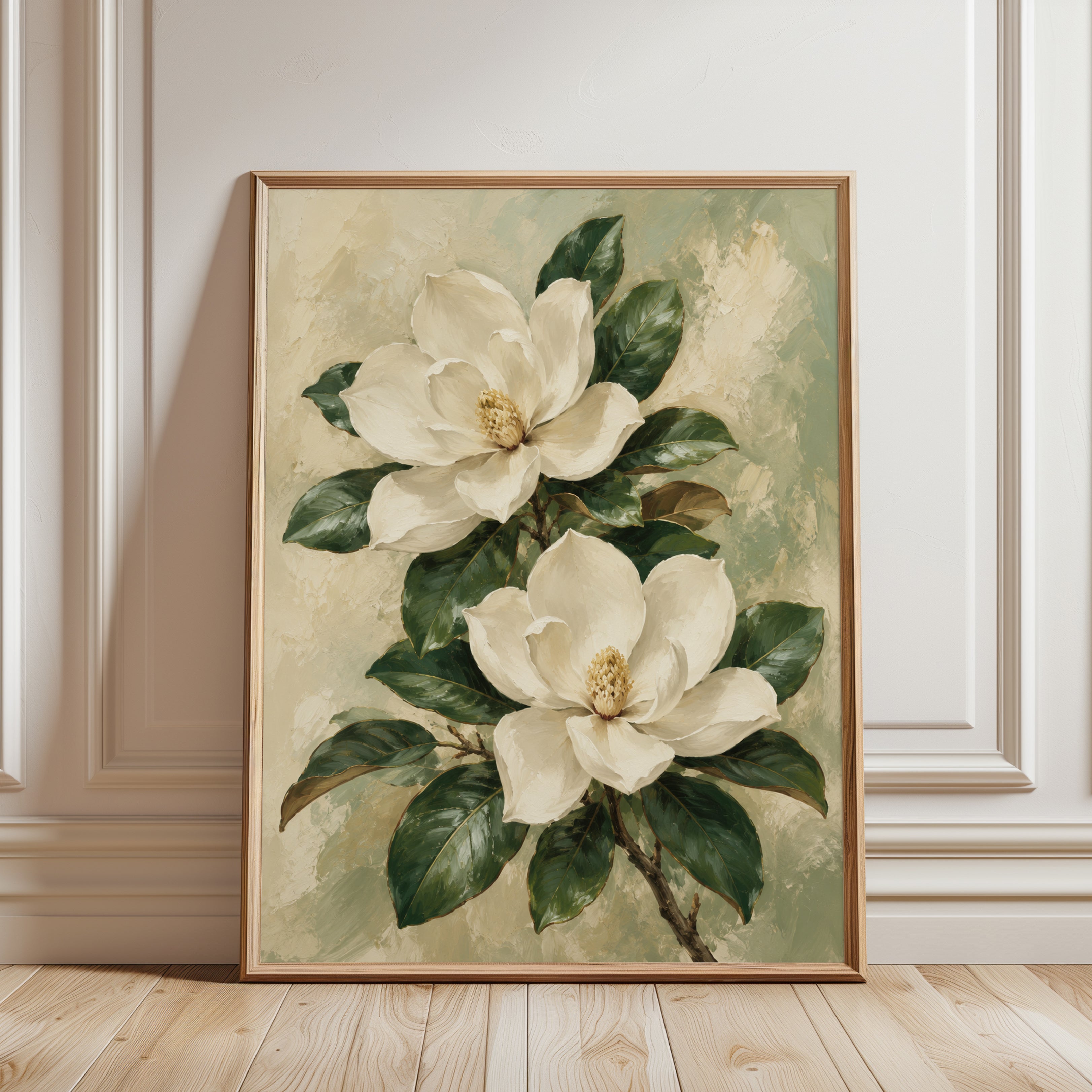 Magnolia Flower Wall Art - framed detail