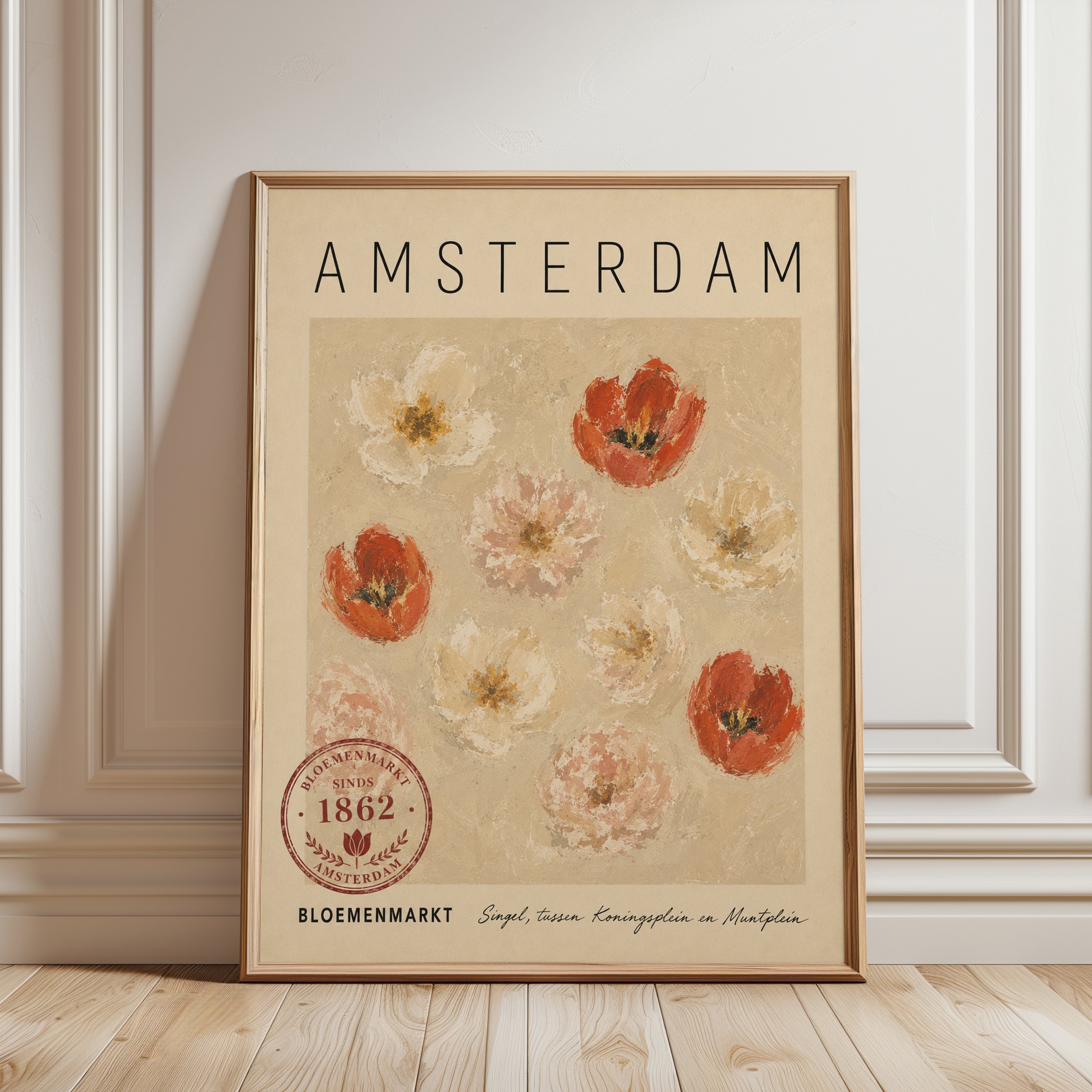 Amsterdam Travel Poster - framed detail