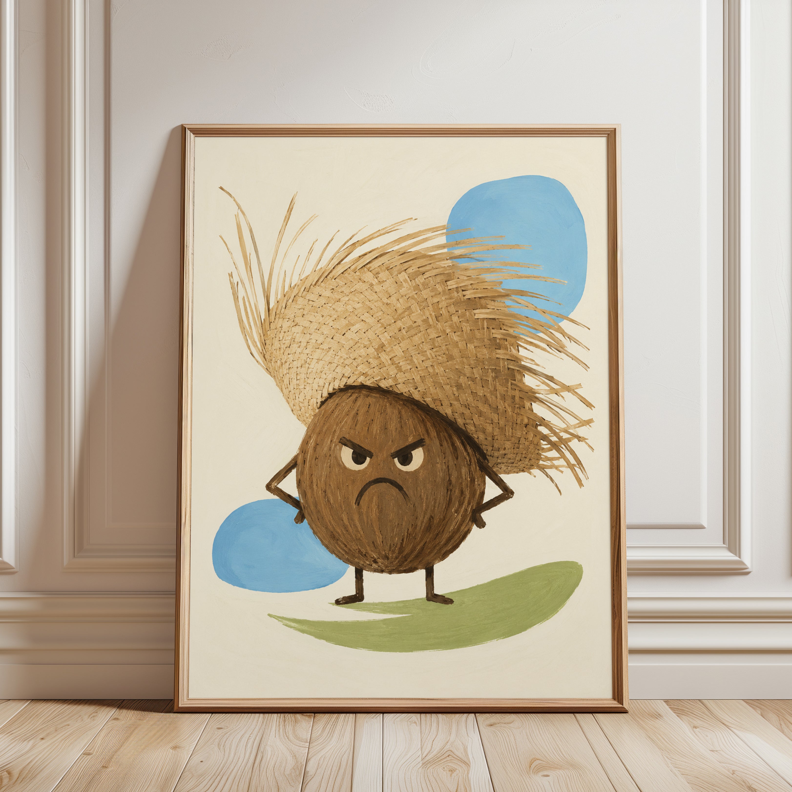 Kids Room Wall Art – Funny Coconut Print - framed detail